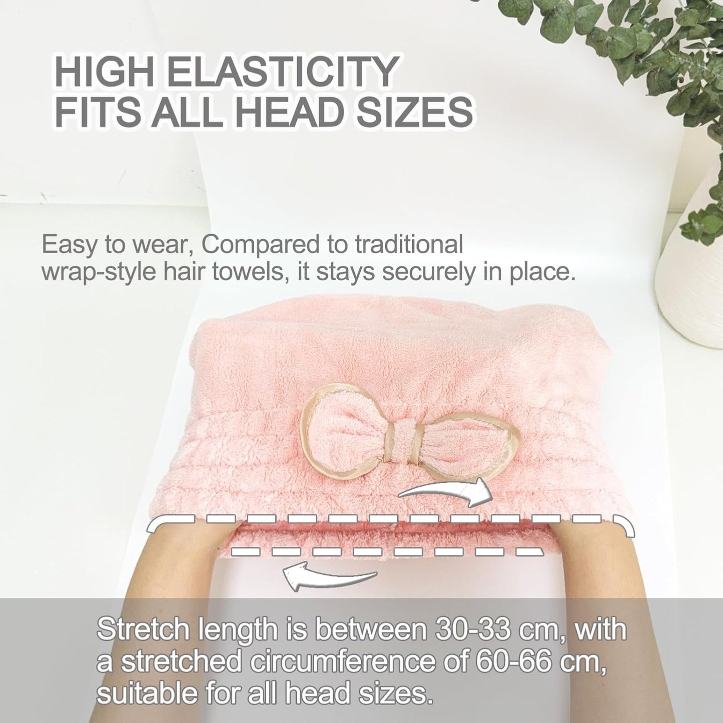 Jseng 3Packs Microfiber Hair Towel for Women - Quick-Drying, Super Absorbent Hair Wrap with Bow Design, Soft Hair Towel Turban for Curly Long Wet Hair