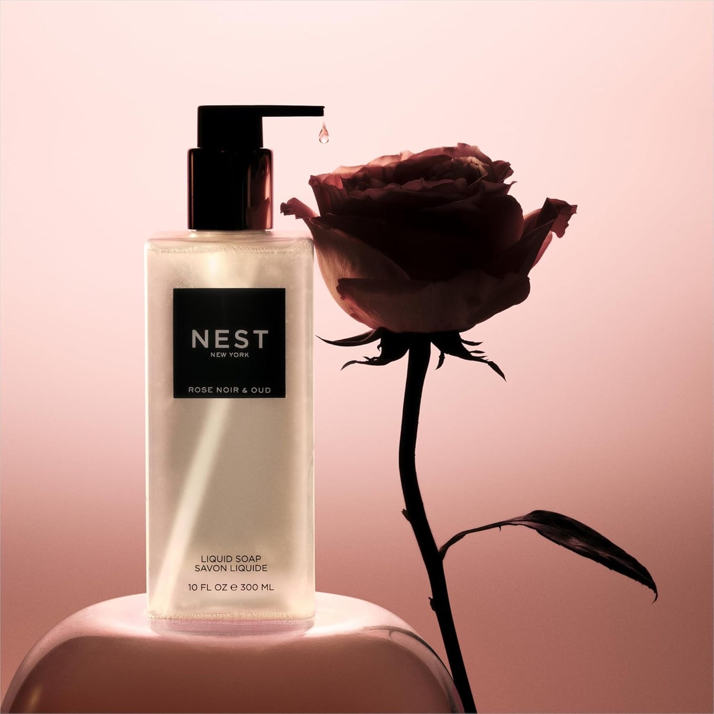 NEST New York Liquid Soap, Rose Noir & Oud - 10 fl oz - Cleanses & Nourishes Skin - Approx. 300 Pumps Per Bottle - Gluten Free & Cruelty Free
