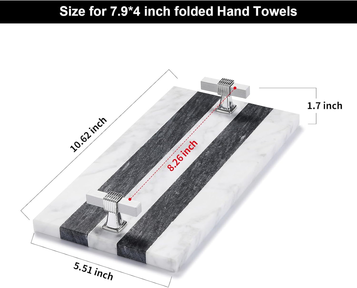Marble Guest Towel Holder Disposable Paper Towel Tray Vanity Tray Sliver Color Handle, Bathroom Sink Tray Bathroom Napkin Holder