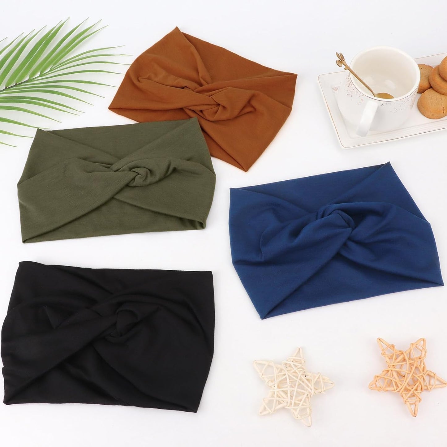 DRESHOW 4 Pack Turban Headbands for Women Wide Vintage Head Wraps Knotted Cute Hair Band Accessories