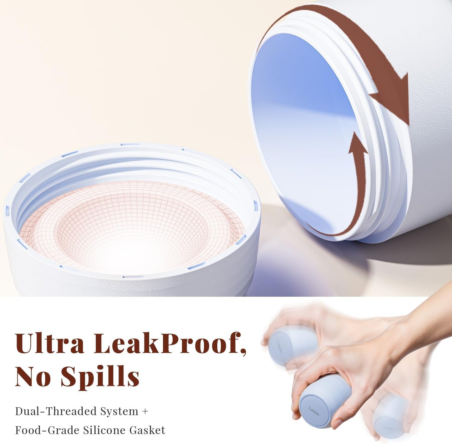 New Travel Toiletry Containers [Ultra Leakproof] TSA-Approved, PLA Hard Shell Jars with 5 Magnetic Labels, Wide Mouth Bottles for Lotion, Cleanser, Shampoo, Conditioner, Blue, 3 Pack, 1OZ