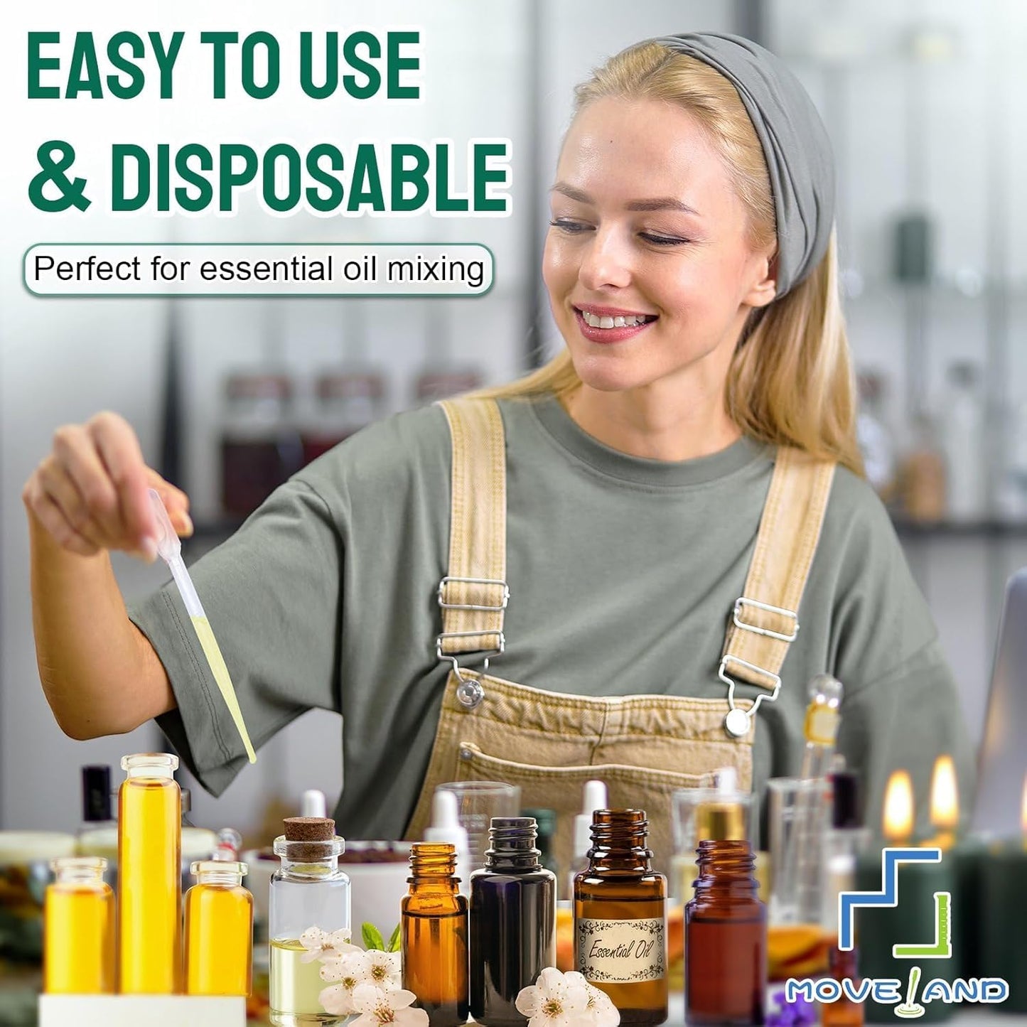 moveland 𝟭𝟱𝟬𝟬𝗣𝗰𝘀 𝟯𝗺𝗹 Plastic Pipettes - Disposable Eye Dropping Pipettes for Lab Science, Essential Oil, Home Use, Science Class, DIY Art, Medicine
