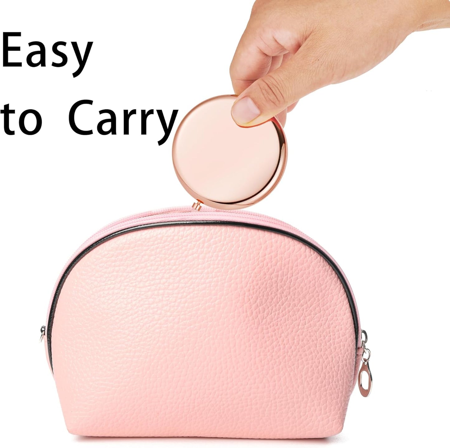 Compact Mirror, Pocket Travel Makeup Mirror for Purse, Metal Round Shell, 2-Sided 1X/2X Magnifying, Portable, Folding, Handheld, Rose Gold, 12 Pack
