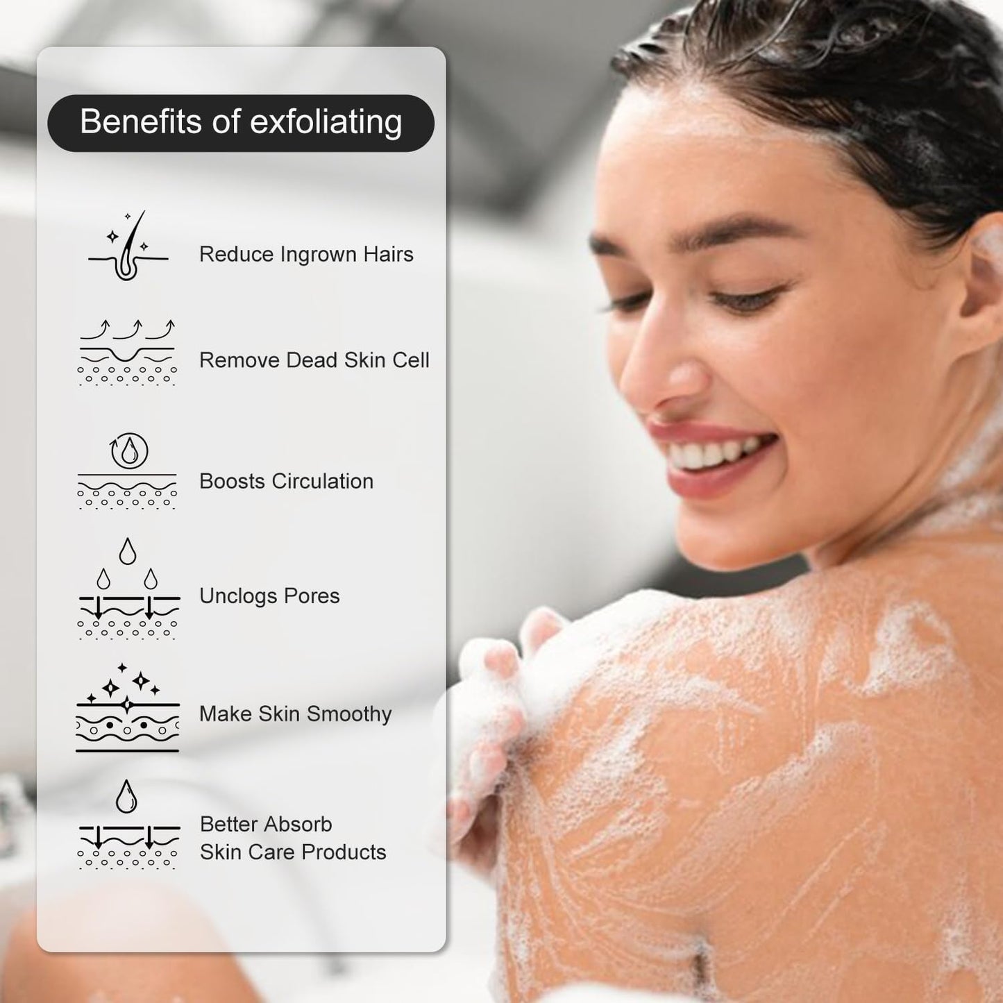 Exfoliating Glove - Korean Exfoliating Mitt - Exfoliating Body Scrubber, Body Exfoliator Scrubber, Viscose Fiber Shower Mitt, Dead Skin Remover for Smooth Skin, Self-Tan Prep & Removal, White