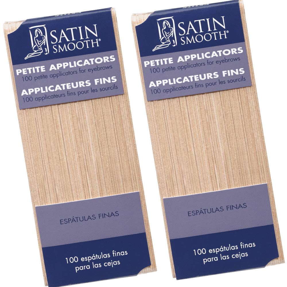 Satin Smooth Petite Wax Sticks for Hair Removal, Wax Applicator Sticks, Wooden Waxing Stick Spatulas For Eyebrow & Facial Hair Waxing 100 ct, 2 Pack
