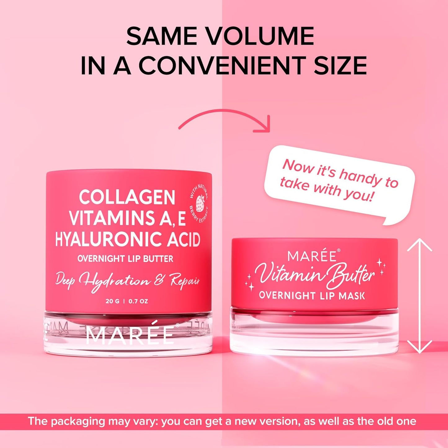 MAREE Lip Mask Overnight 2 Pack - Lip Moisturizer For Very Dry Lips - Hydrating Lip Butter Balm with Hyaluronic Acid & Collagen - Overnight Lip Treatment - Lip Sleeping Mask Repair