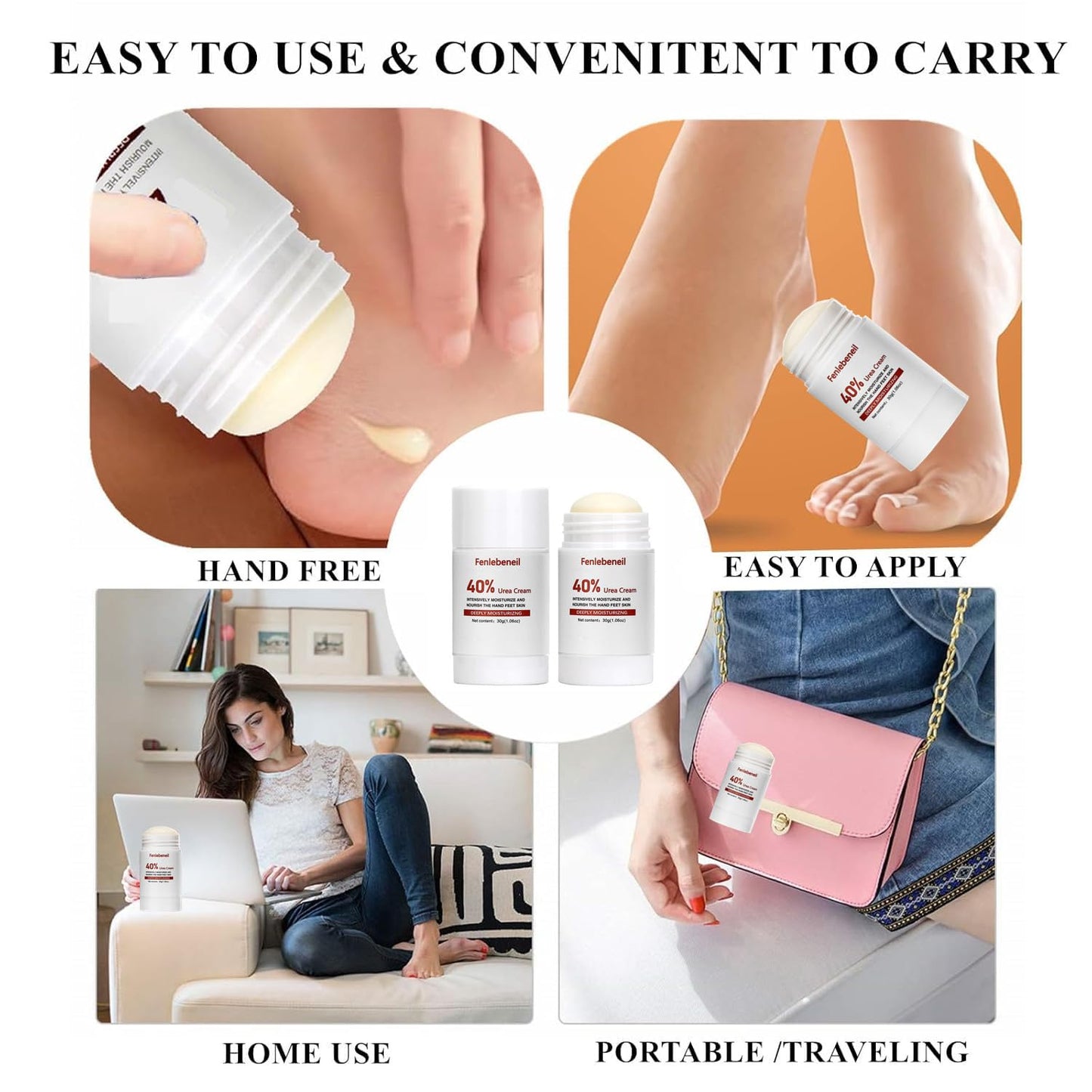 Urea Cream 40 Percent for Foot and Dry Cracked Heel 40% Urea Feet Cream Balm Stick for Foot Hand Moisturizing Feet Hand Care Balm For Women Men 1.06Oz