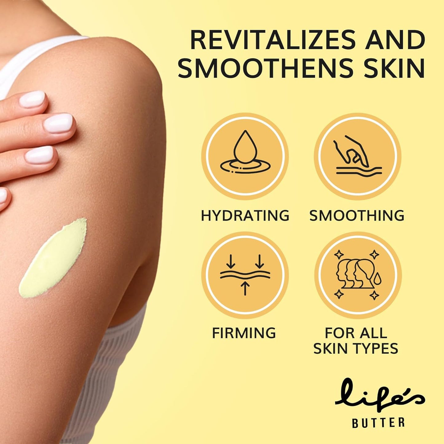 LIFE'S BUTTER Anti-Cellulite Cream - 100% Natural - Made in USA - Cruelty-Free - Hypoallergenic - Best Cellulite Reduction - Skin Firming + Tightening for Women L-Carnitine + CoQ10 + Caffeine – 6oz