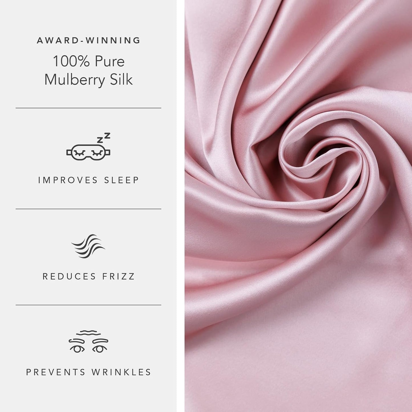 Fishers Finery 25mm 100% Pure Mulberry Silk Pillowcase (English Rose King)