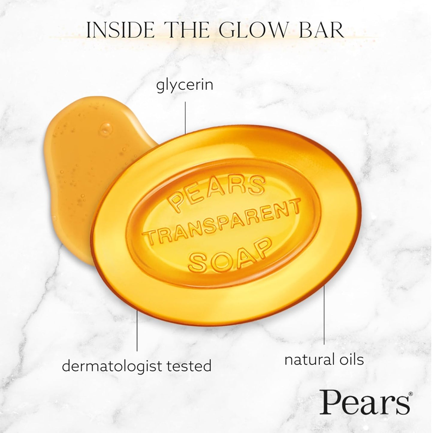 Pears Glycerin Soap, Transparent Amber with Natural Oils, 12-Pack – Pure & Gentle Cleanser for Soft, Glowing Skin, 4.4 Oz Ea