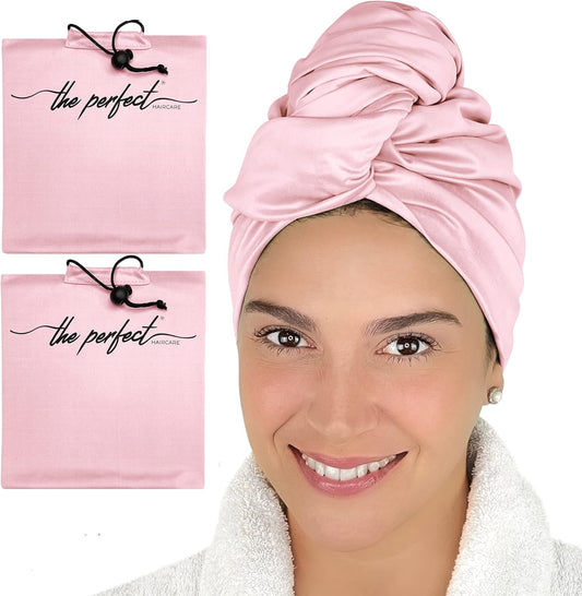 Microfiber Hair Towels Wrap for Women - Smooth as Silk - Anti-Frizz for Curly, Wavy, Straight Hair Girls - Plopping Essential - Fast Drying - Easier to Use Than a T-Shirt - 2 pack