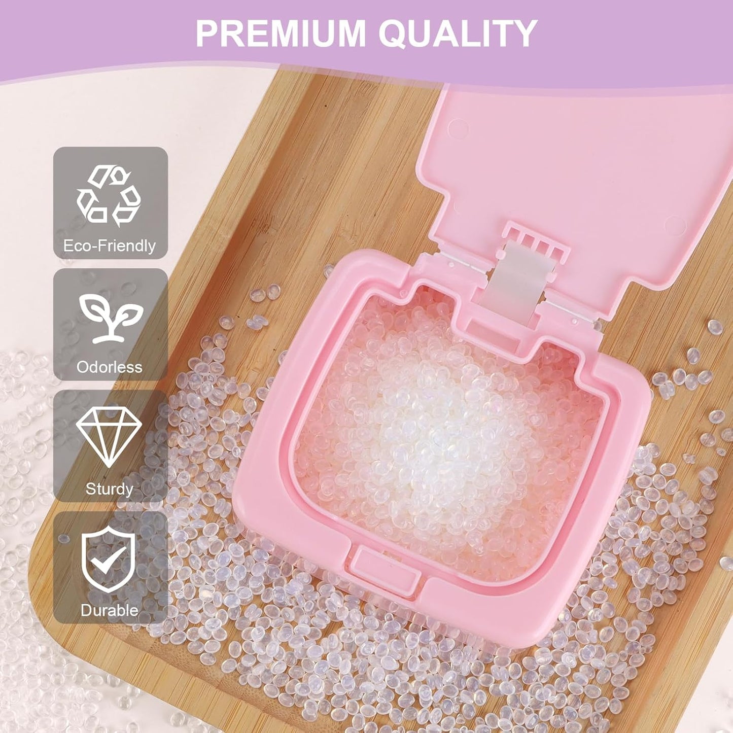 JGB Floss Pick Holder Container With One-Touch Opening, Quick Refill For Qtip, Cotton Swabs, Balls, Pads - Reusable Small Square Dispenser Box For Home, Hotel, Office Organizers and Storage - Pink