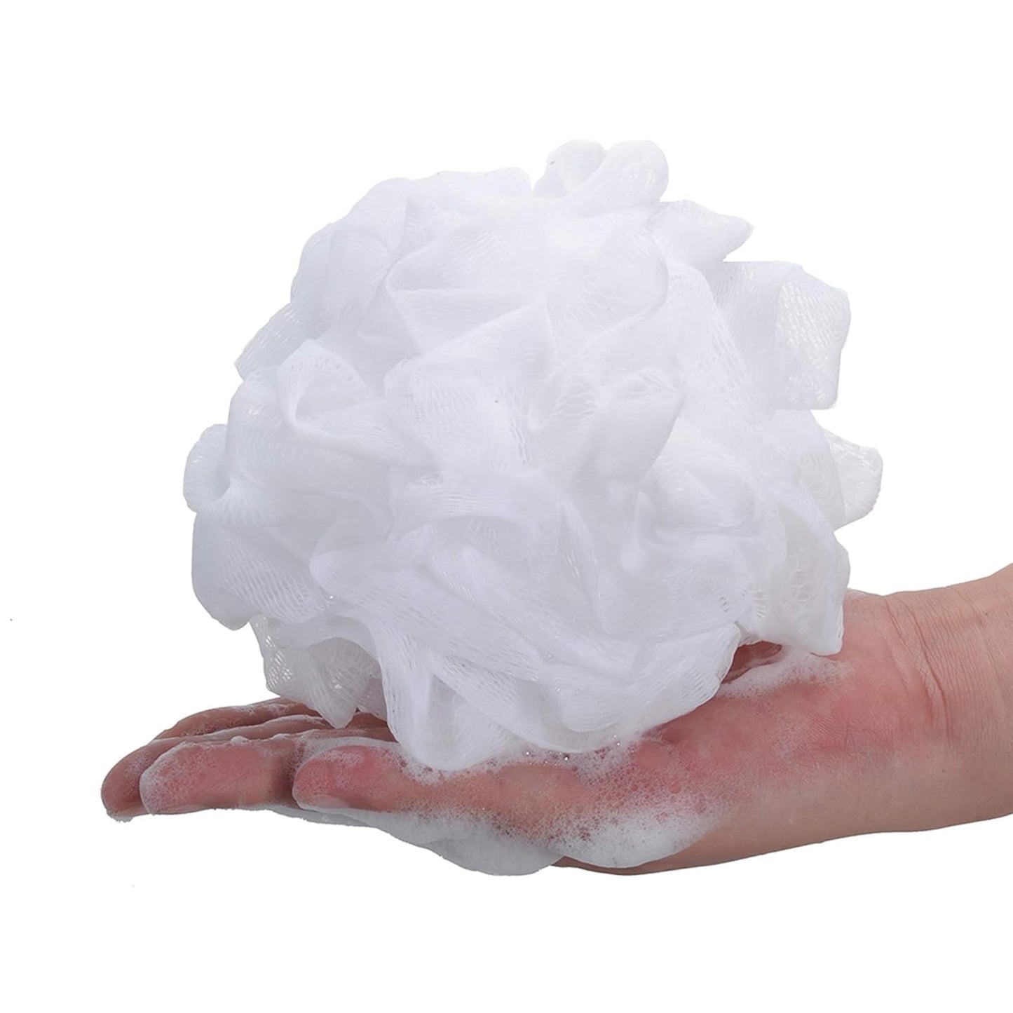 60g/pcs White Mesh Bath Sponge Pouf Shower Loofahs Shower Puff Pack of 4 (White)