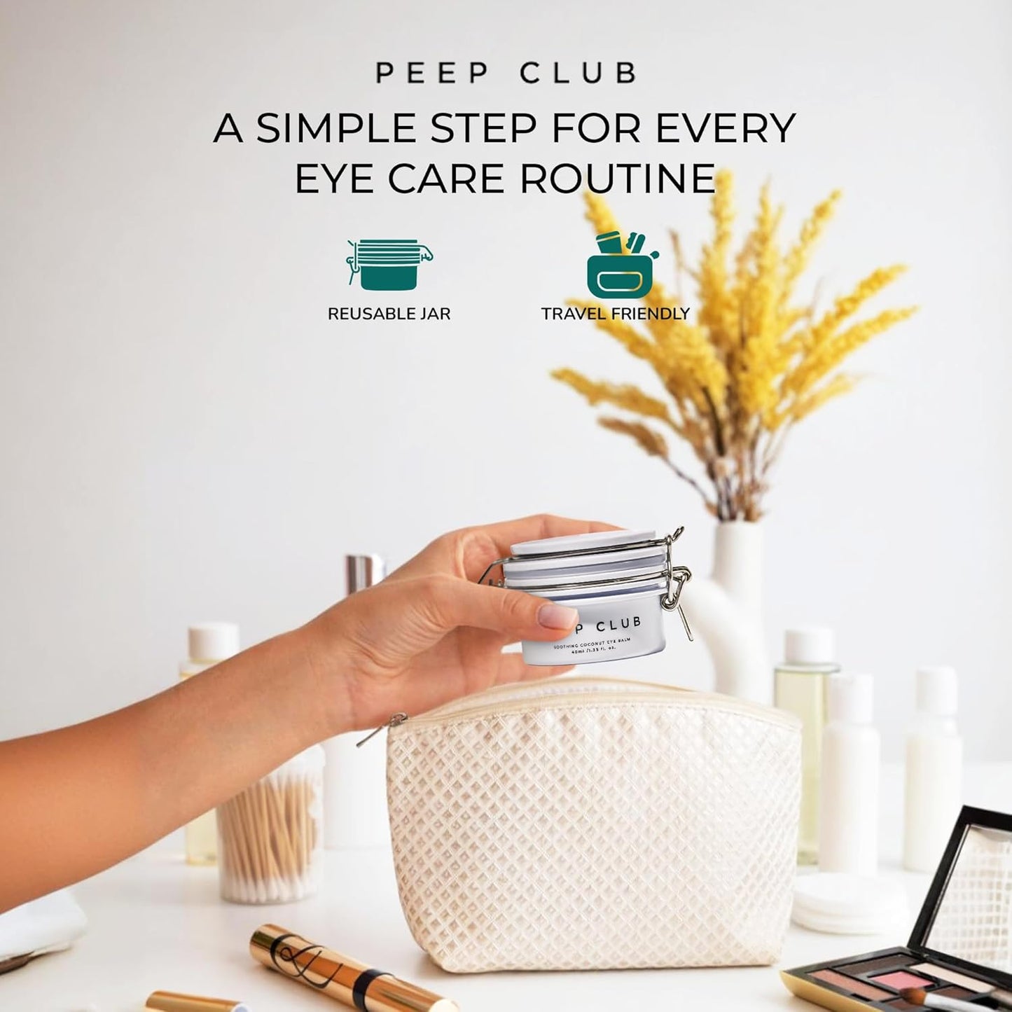 Peep Club Soothing Coconut Eye Balm – Optometrist Formulated, Tea Tree Oil Free, Eye Makeup Remover, Nourishing Eye Cream, Sensitive Skin, Coconut Oil, Chamomile, Cureberry, Strengthens Lashes, 1.4oz