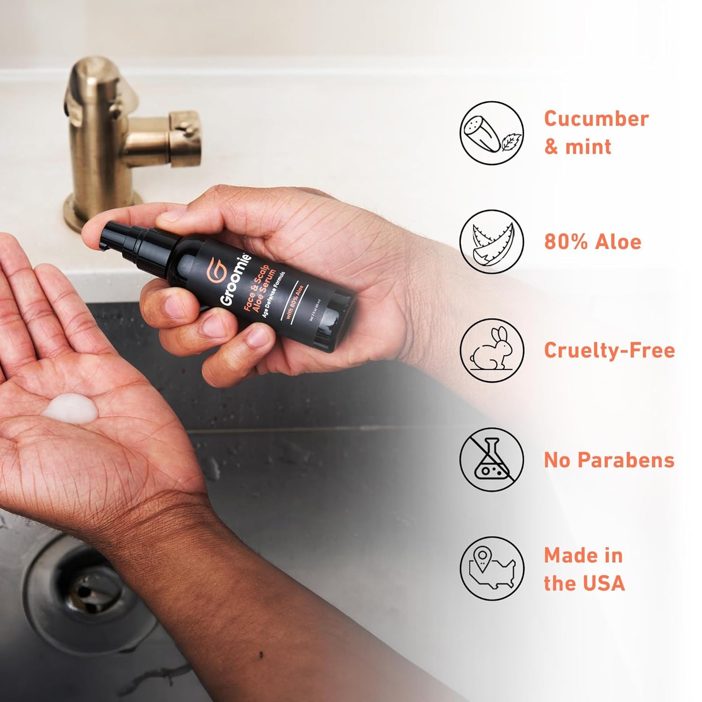 Groomie Face & Scalp Aloe Vera Serum - Hydrating, Soothing, and Moisturizing Skincare Formula, Daily Lightweight and Fast Absorbing, After-Shave Care to Keep Skin Hydrated All Day