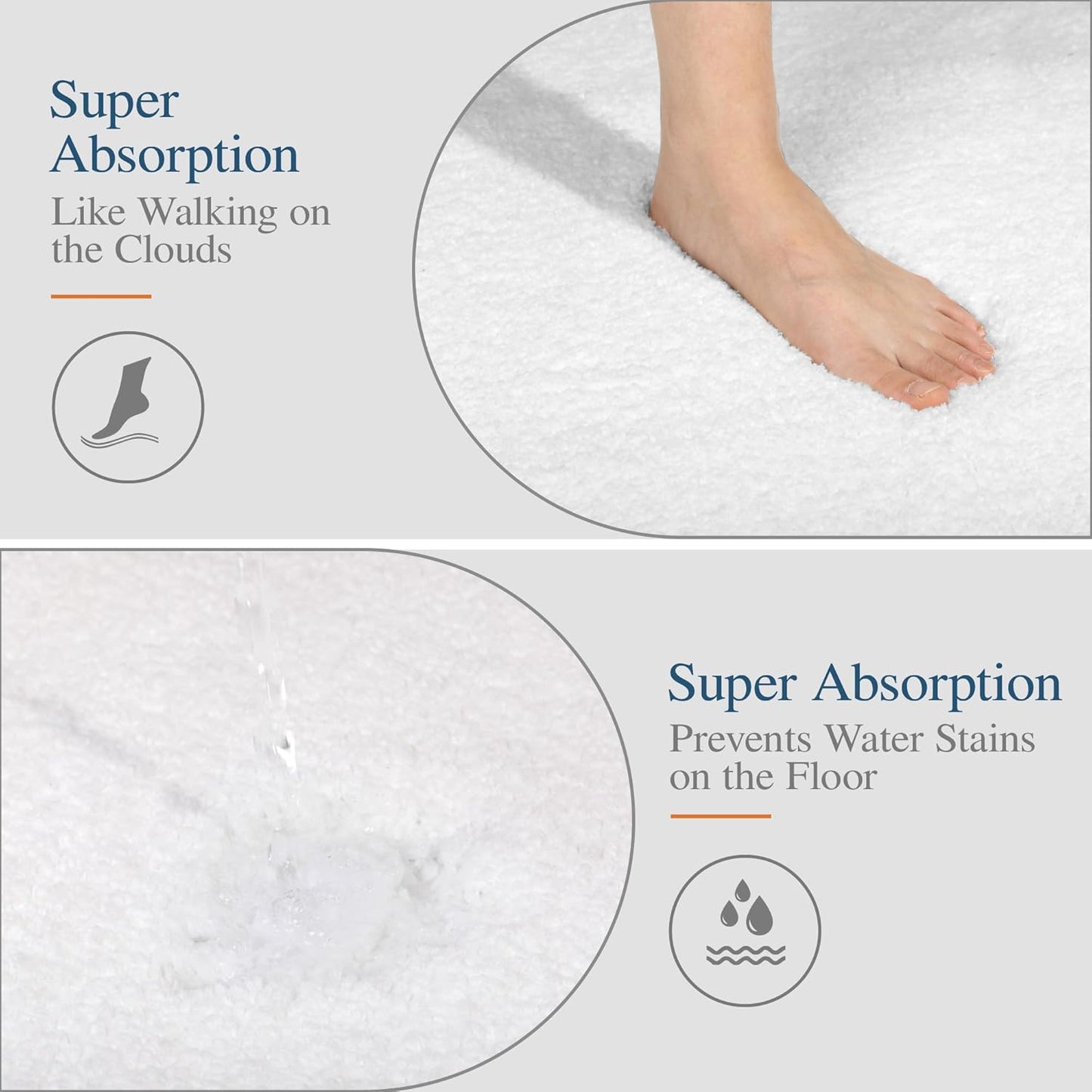 Walensee Bath Rug for Bathroom Non Slip Bathroom Mat (20 x 32, White) Water Absorbent Soft Microfiber Shaggy Bathroom Rug Machine Washable Bath Mat