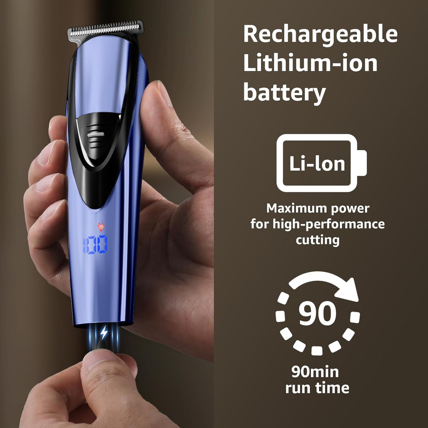 SHPAVVER Electric Beard Trimmer for Men: 16-in-1 Professional Barber Hair Clippers - Cordless Grooming Kit - Turbo Speed & Precision Blades, Blue