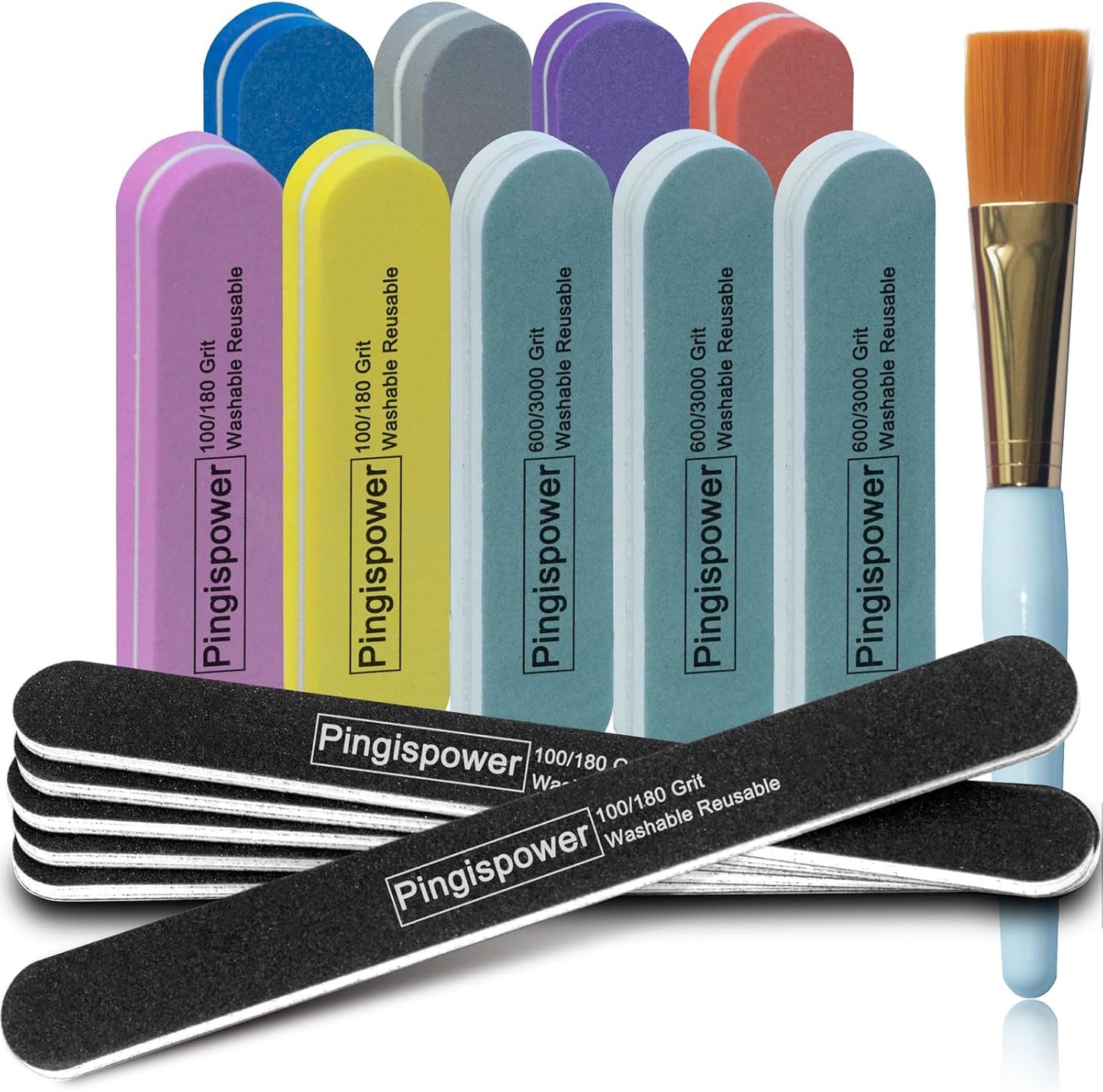 Nail Files and Buffers, 16PCS Professional Emery Boards Nail File & Buffer Block for Natural Nails,100/180 & 600/3000 Grit, Dual Sided Reusable Washable Manicure Kit for Women Home & Salon