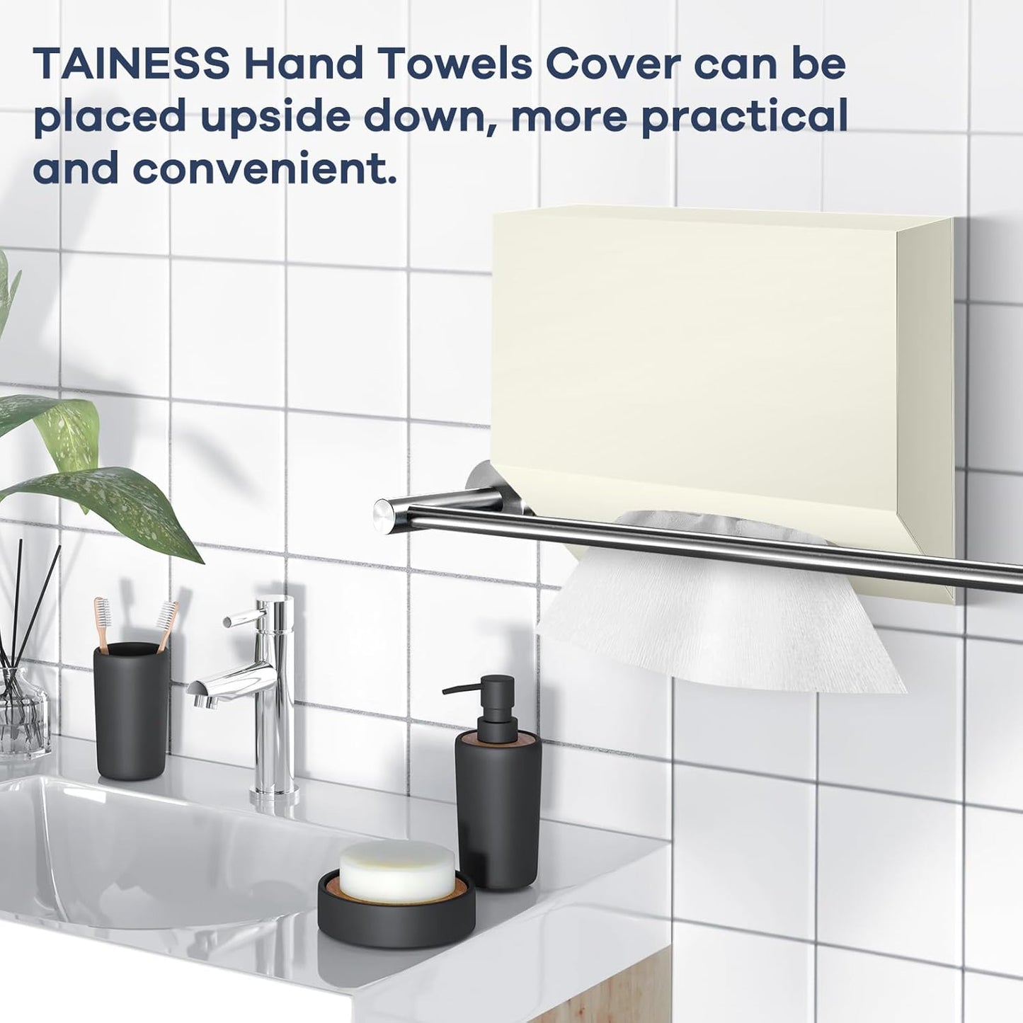 Acrylic Hand Towel Box Cover Compatible with Kleenex Disposable Hand Towels Wall-Mounted Paper Towel Dispenser Suitable for Tabletop, Bathroom, Car, and Office Use (Beige)