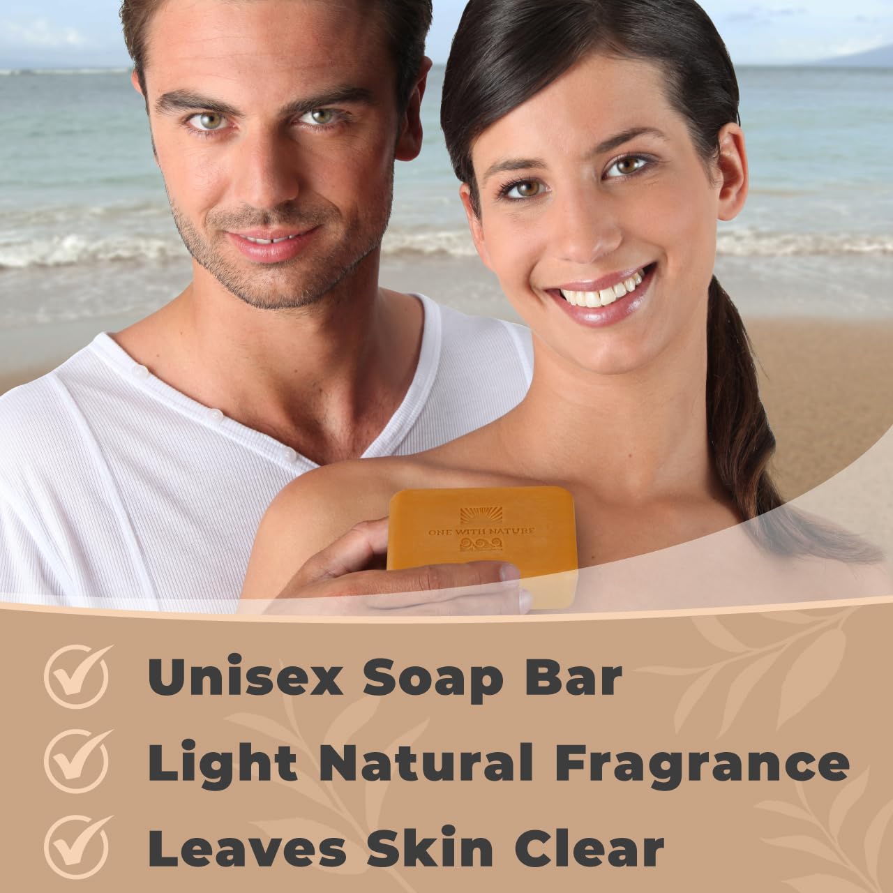 One With Nature Dead Sea Salt Turmeric Soap 4oz 3-Pack – Purifying and Exfoliating Soap Bar with Dead Sea Minerals and Turmeric for Face & Body, for Men & Women