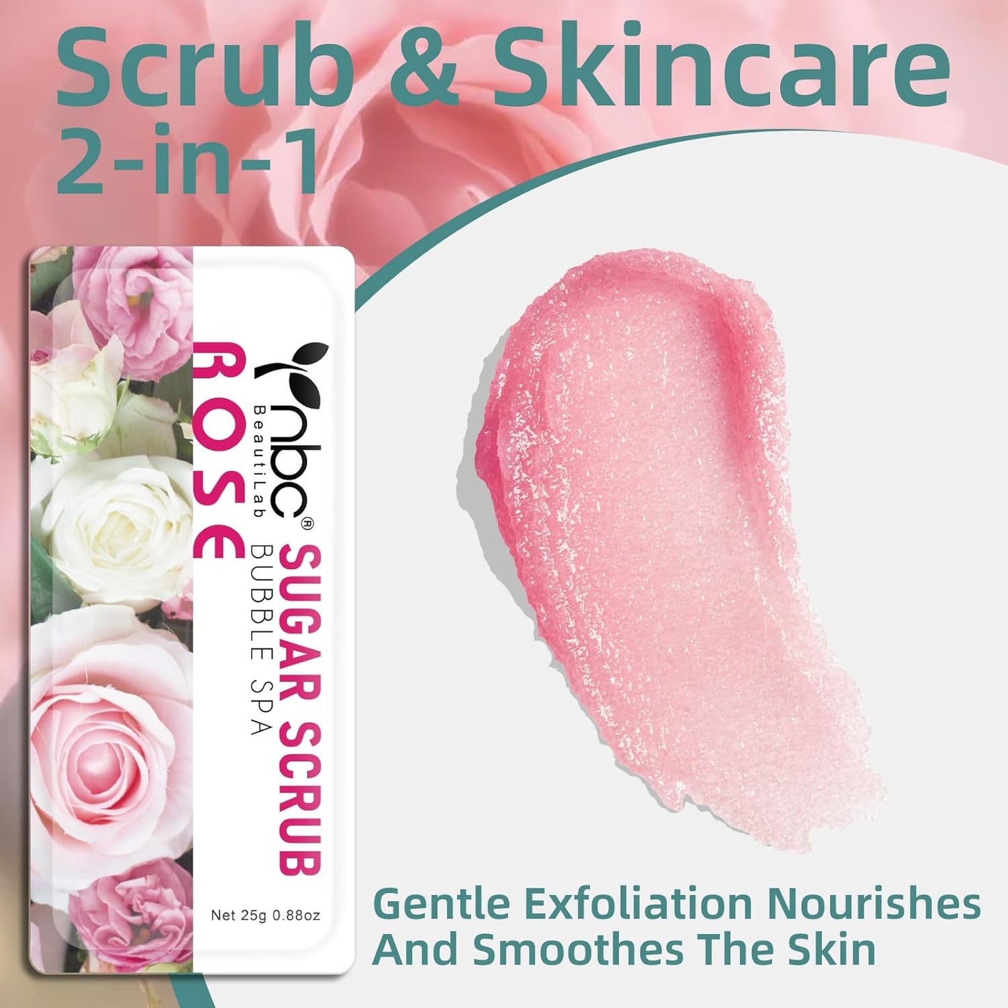 Foot Exfoliating Scrub, Sugar Scrub, Dead Skin Remover for Feet, Individually Packaged Foot Scrub Smooths, Hydrates, Detoxifies Tired and Dry Cracked Feet 16 Packs per Box, Rose