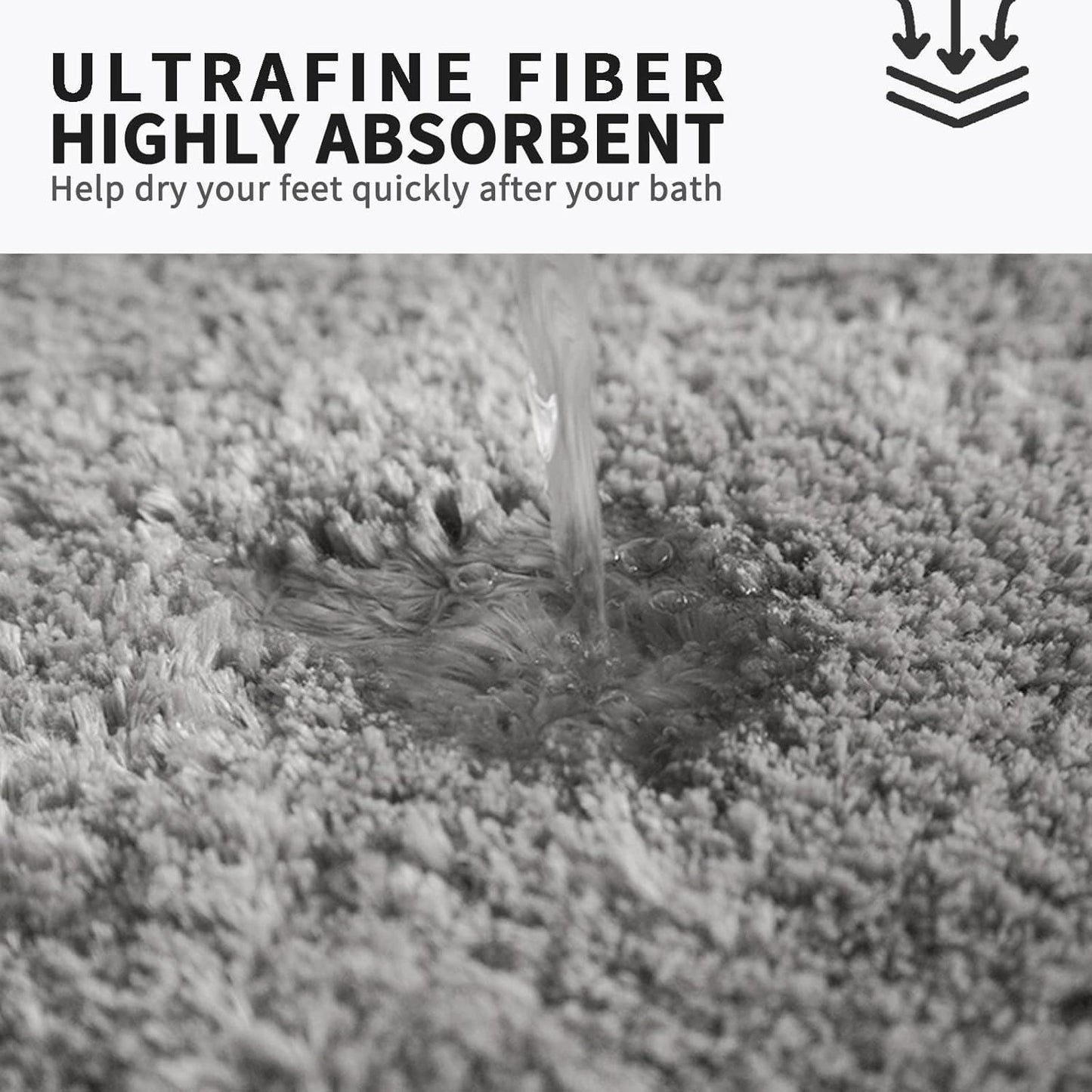 FIFU Bathroom Rugs 17" W x 24" L, Bath Mat for Bathroom, Bedroom, Laundry Room & Kitchen, Non-Slip Rubber Latex Backing, Extra Soft and Absorbent Microfiber Carpet, Machine Washable Rug, Silver Gray