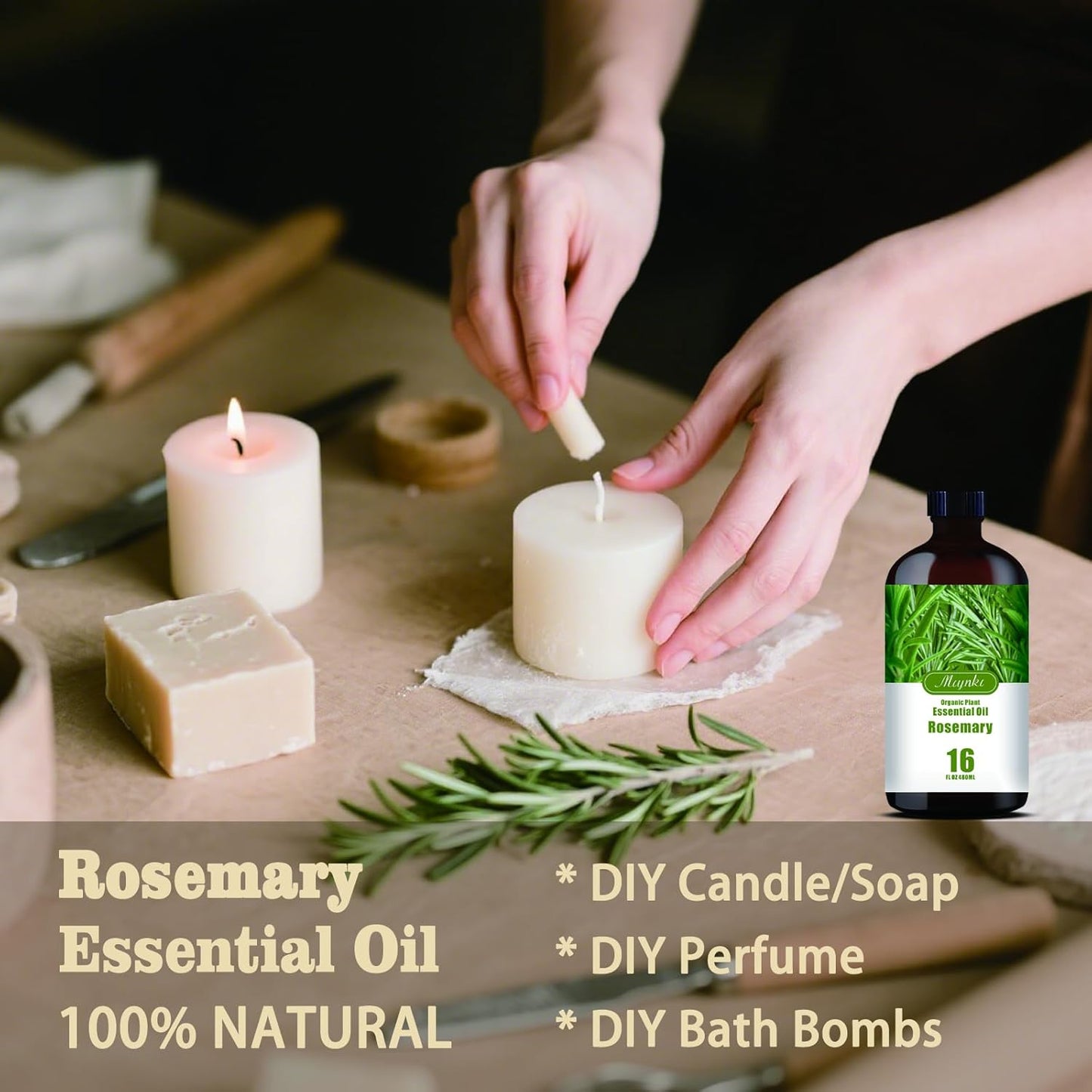 Rosemary Essential Oil-Rosemary Fragrance Oil 16.33oz (490ml)-100% Pure Natural Scent for Diffusers, Candles, Soap Making & Aromatherapy-Relaxing Home & Gift Essential Oil for Bath, Massage