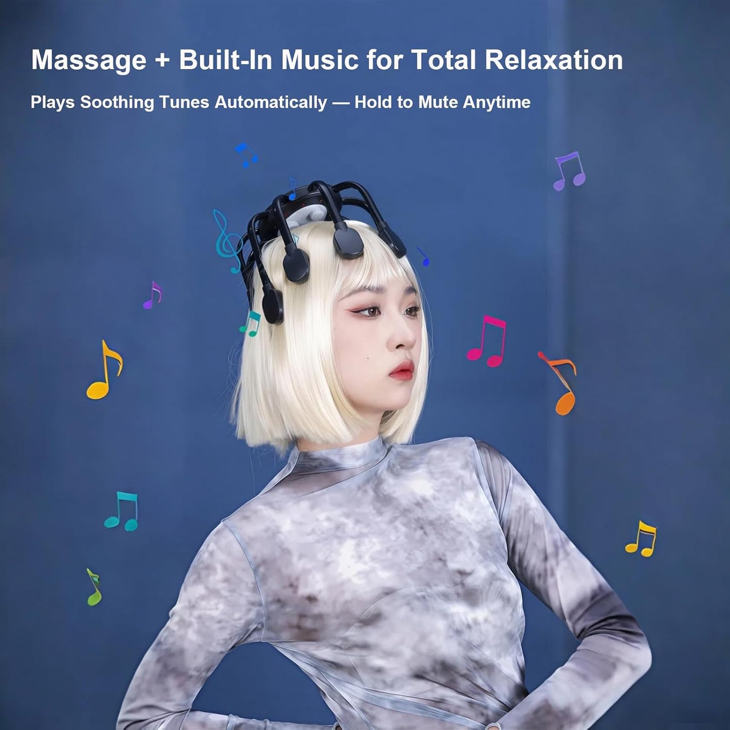 Electric Head Scalp Massager – 360° Multi-Point Massage Tool with 10 Large Silicone Massage Points & 4 Top Massage Points, 6 Modes, Adjustable Heating Function for Relaxation and Hair Care