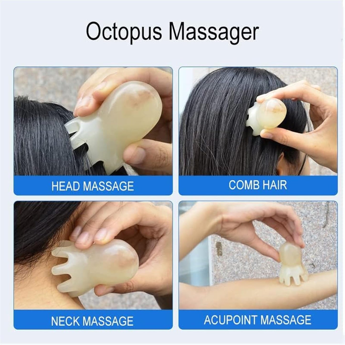 Scalp Massager for Headaches & Stress Relief,2-Piece Octopus Head Massage Comb Set | Manual Acupressure Tool with 8 Flexible Nodes, Portable for Home/OfficeMassage