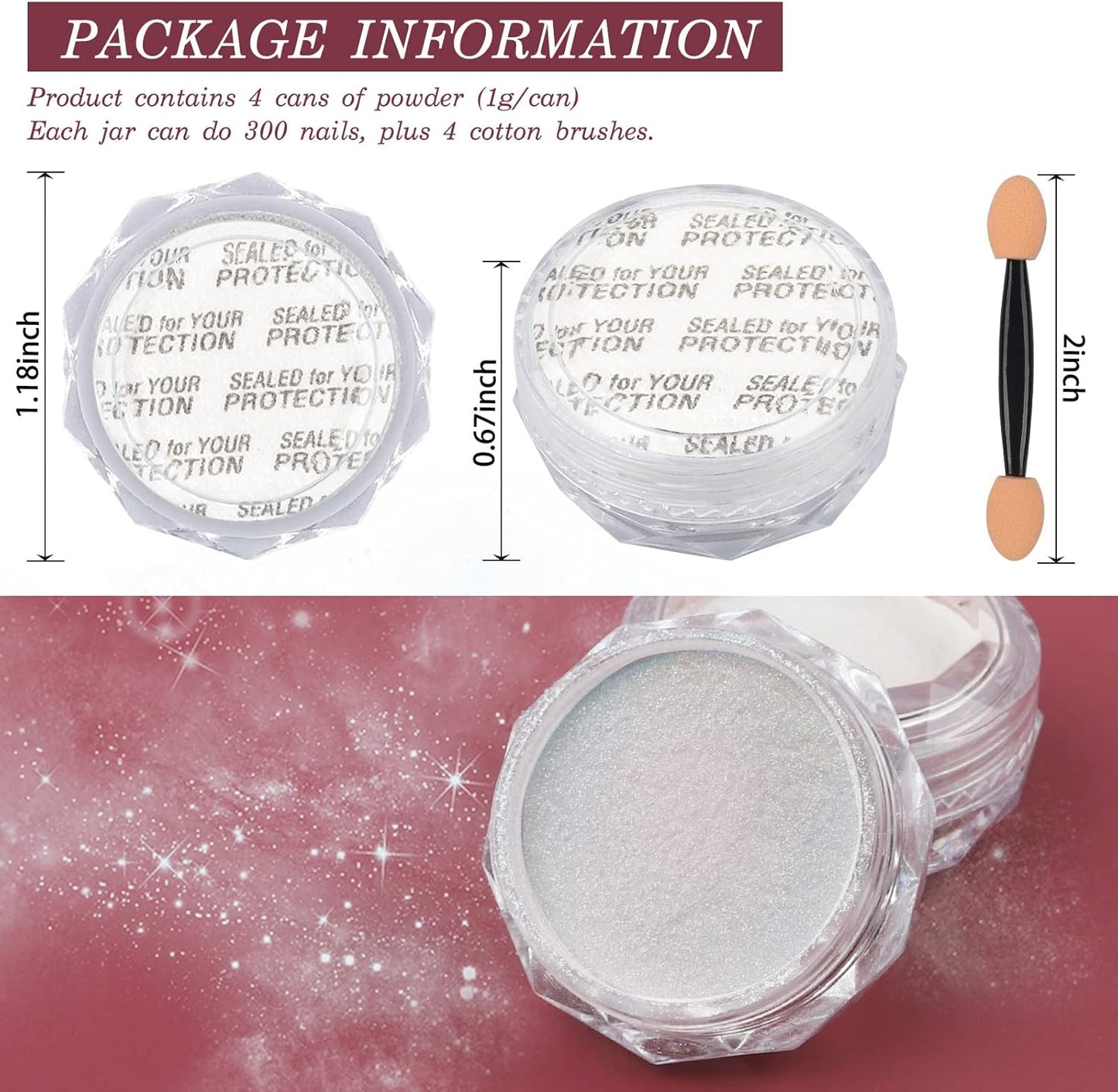 Artdone Chrome Nail Powder Metallic Mirror Effect Pigment Chrome Iridescent Aurora Nail Glitter Mermaid Pearl Glitter Dust Kit for Gel Polish Nail Art Decoration, Resin Craft