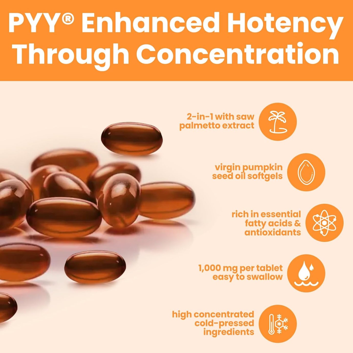 PYY Cold-Pressed Pumpkin Seed Oil & Saw Palmetto Softgels | 300 Count | Rich in Essential Fatty Acids & Phytosterols | Promotes Healthy Hair, Urinary Function, Bladder & Prostate Support