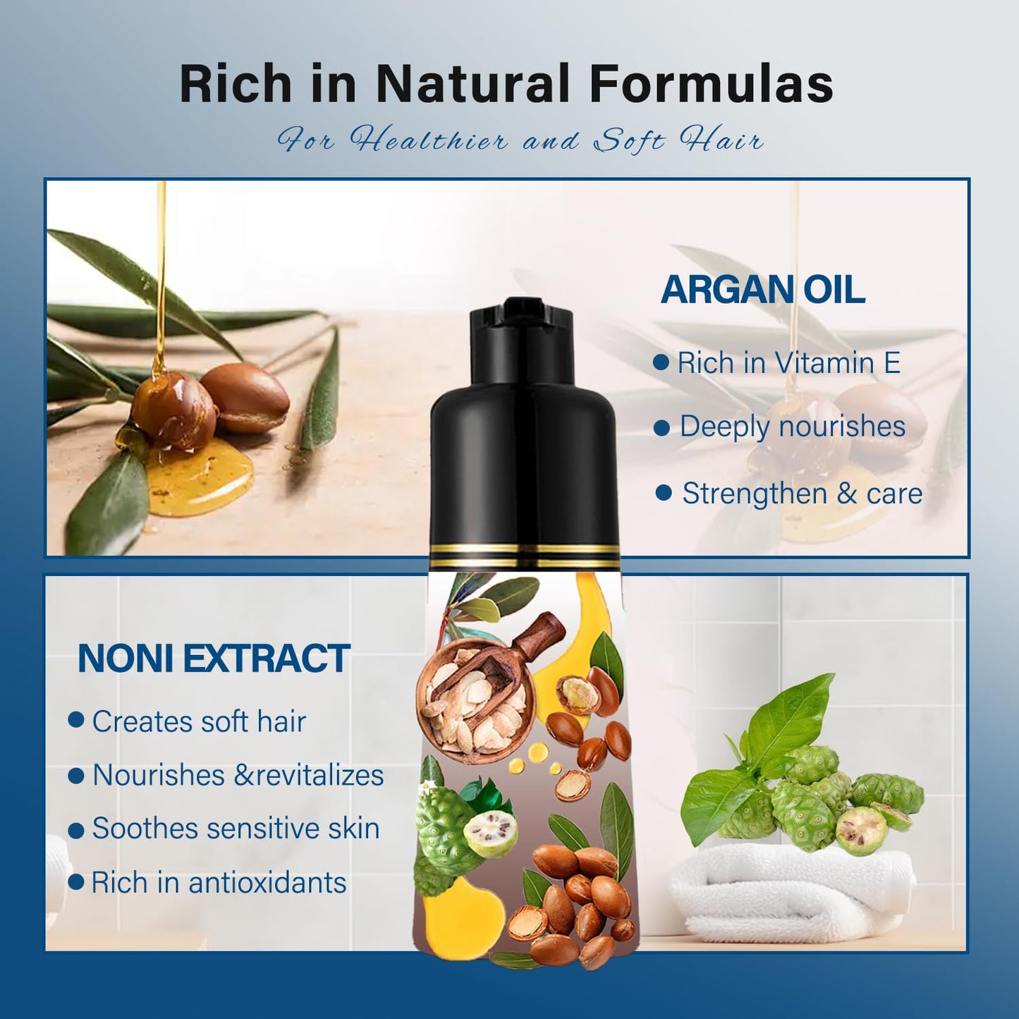 Beard Dye for Men, Beard Color & Hair Dye Shampoo 3-in-1, Beard Dye Black for Gray Coverage, Mens Beard Dye, Mens Hair Color Works in 10 Minutes, Simpler Hair Color for Men, Gentle on Facial Skin