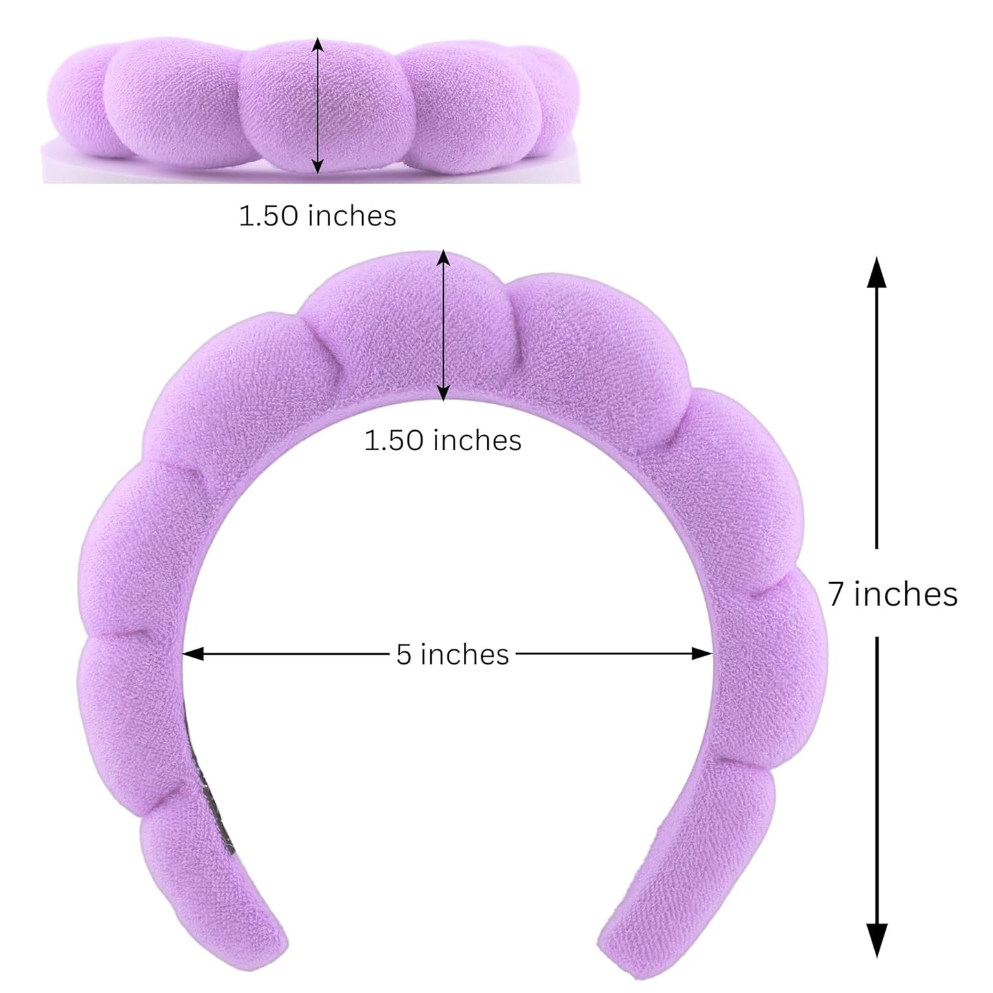 Skincare Headband - Hair band for Washing Face & Makeup Headband for Women - Terry Cloth Hairband for Spa & Skincare Routines - Perfect for Face Wash & Makeup Application (Pastel Purple)