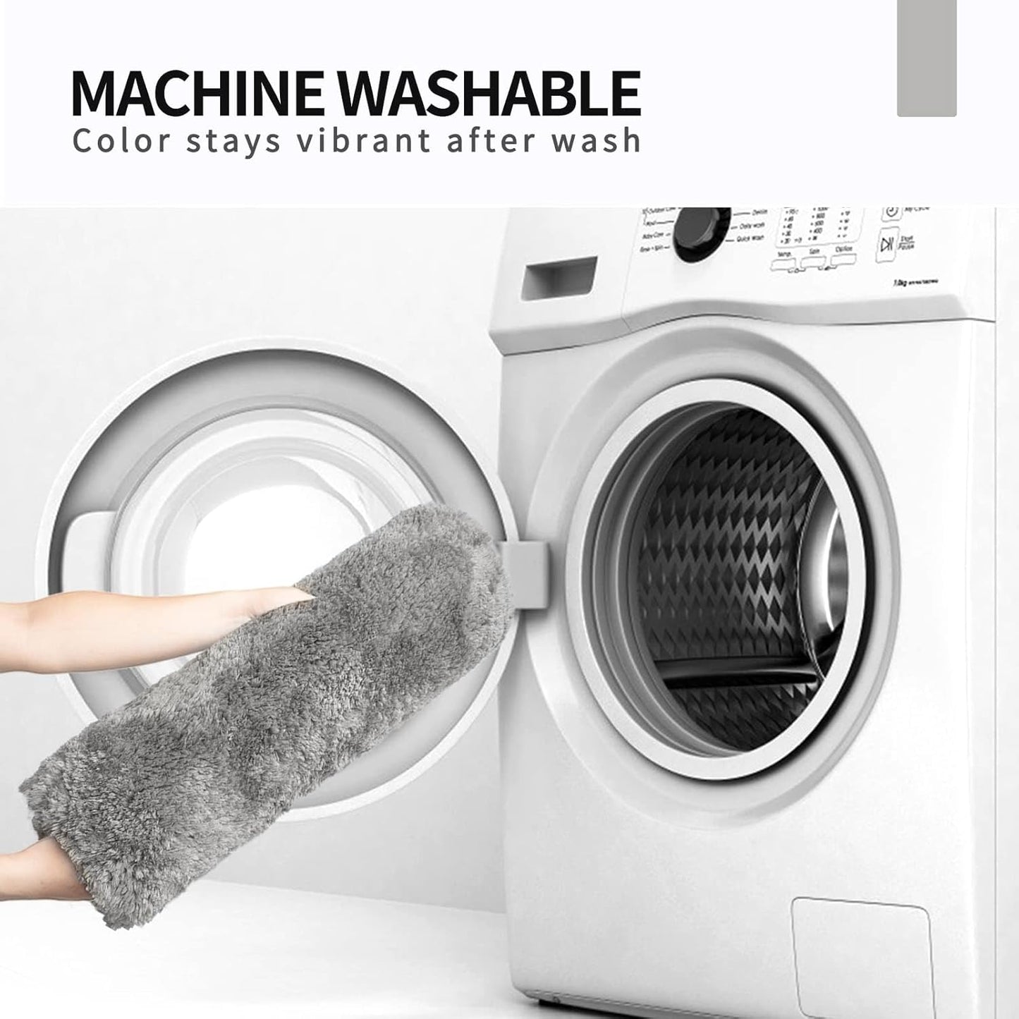 FIFU Bathroom Runner Rug 24" W x 60" L, Bath Mats for Bathroom, Bedroom & Kitchen, Non-Slip Rubber Latex Backing, Comfort & Soft Shower Bathmat & Carpet for Sink, Home & Hallways, Silver Gray