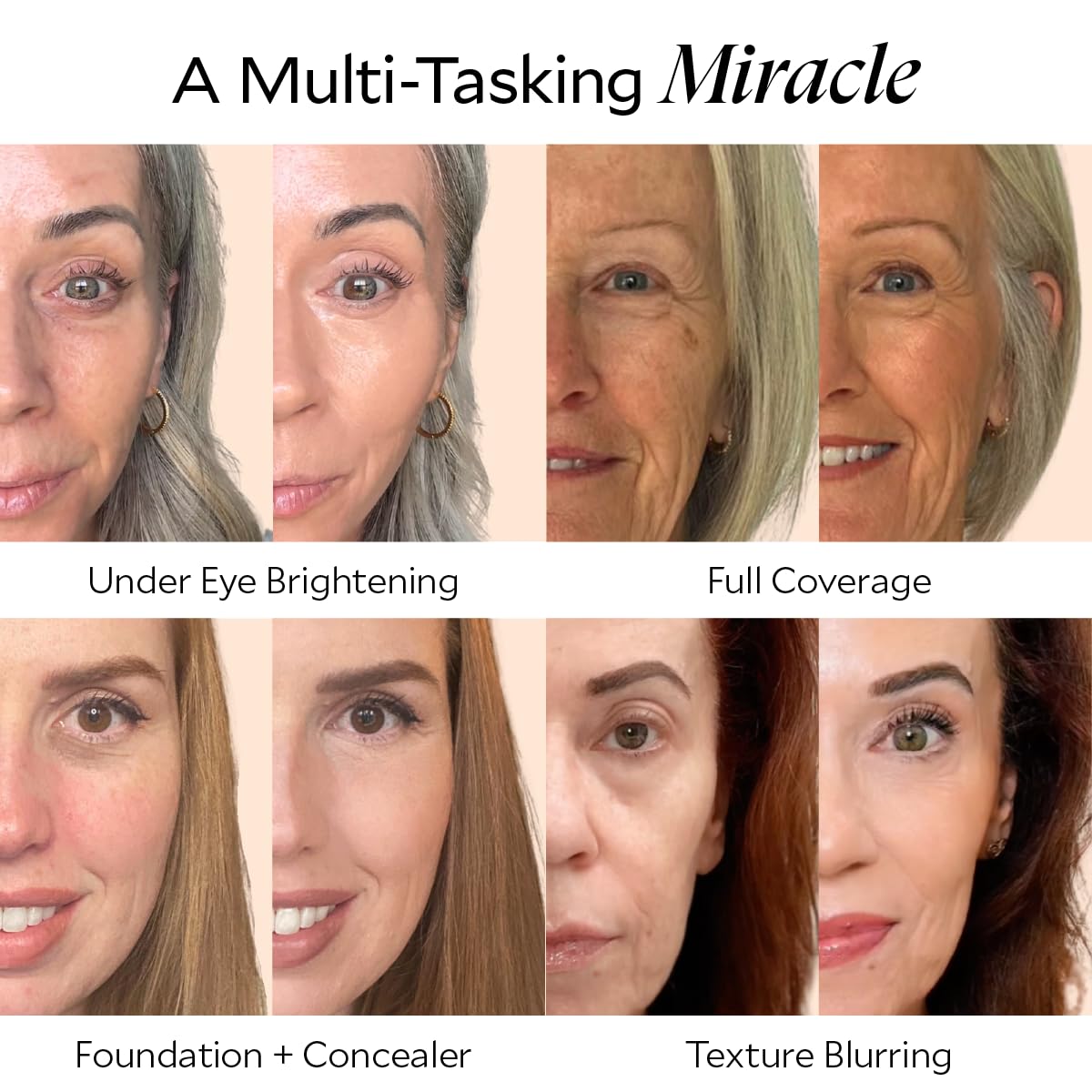 Fièra Luxury Concealer & Foundation with Anti-Aging Ingredients - Full Coverage for Dark Circles, Wrinkles, Fine Lines, and Spots, All-Day Wear For Mature Skin - Caramel, 0.5 FL. OZ. / 15 ML