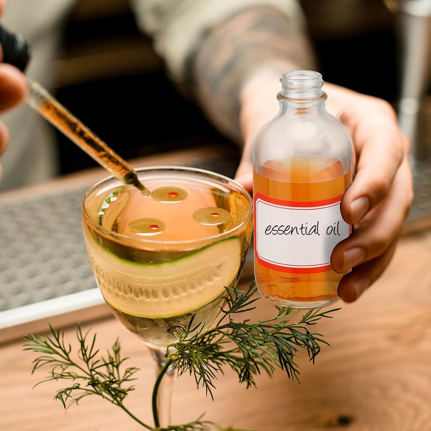 Dandat 50 Pack 4 oz Glass Dropper Bottles Leakproof 120 ml Glass Tincture Bottles with Eye Droppers, 4 Funnels, 54 Labels for Essential Oil Perfumes Hair Oil(Clear)