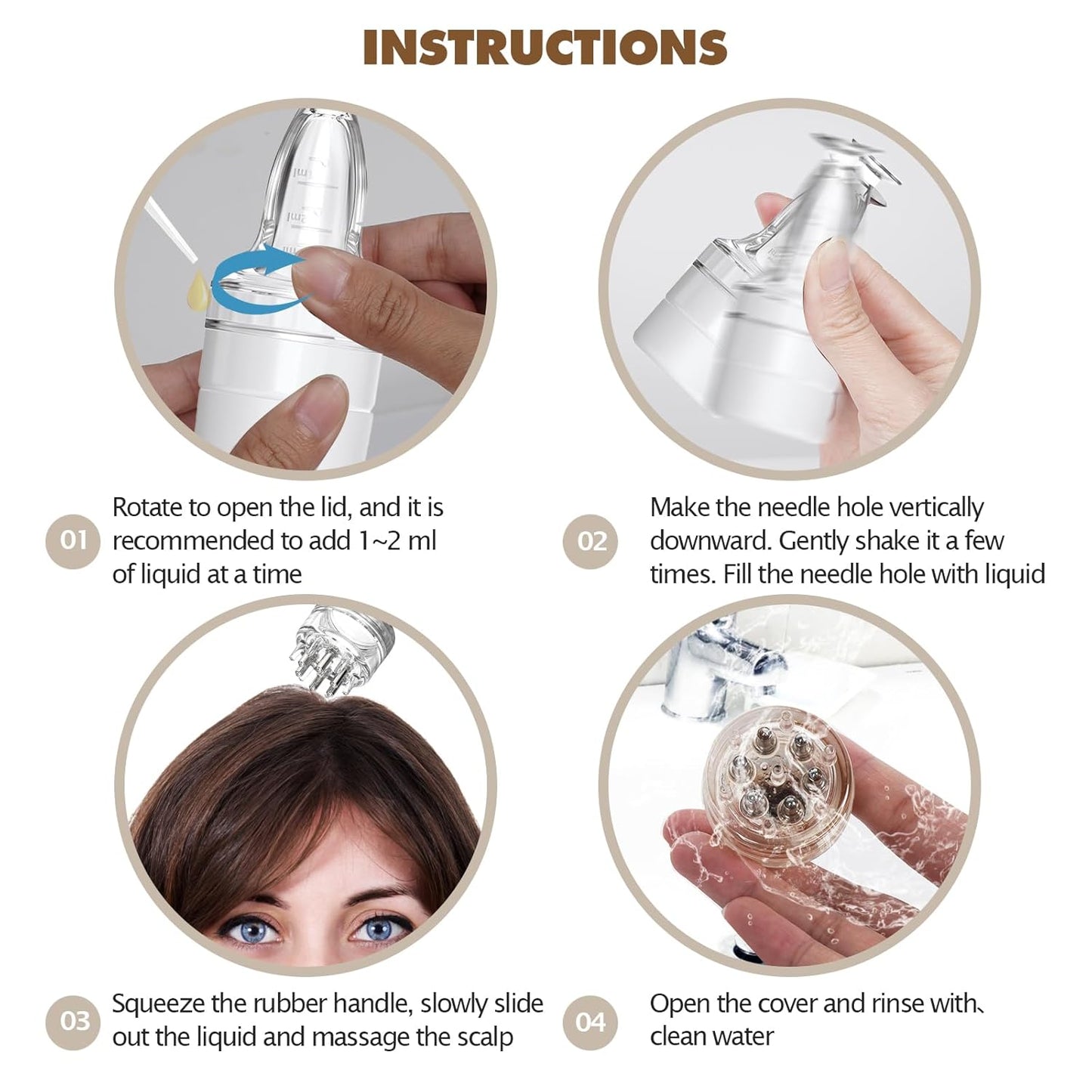 Scalp Applicator Comb,Minoxidil Applicator tool,Hair Oil Essential Serum Liquid Massager for Hair Growth, Follicle Care Treat hair Loss Thinning (Transparent)