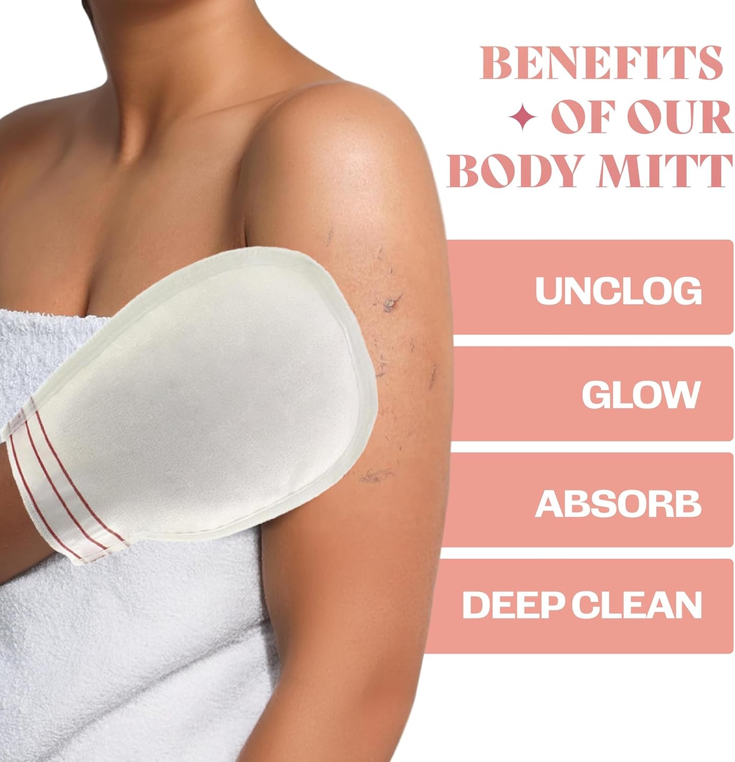 Exfoliating Glove (4 PCS) - Turkish Hammam Mitt for Bath, Exfoliating Body Scrubber Mitt, Dead & Dry Skin Remover for Body, Great for Spray Tan Removal, Smooth Skin Surface