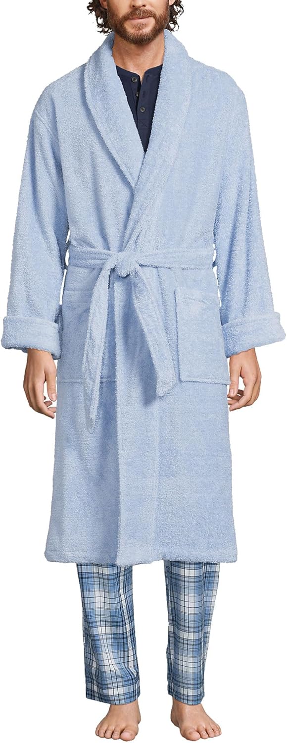 Lands' End Men's Calf Length Turkish Cotton Terry Bathrobe