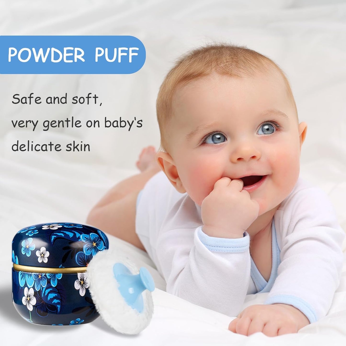 Powder Puff and Powder Container for Body Dusting Powder Case with Puff for Baby and Women,Loose Powder Containers with Puff for Travel (Blooming season1.0)
