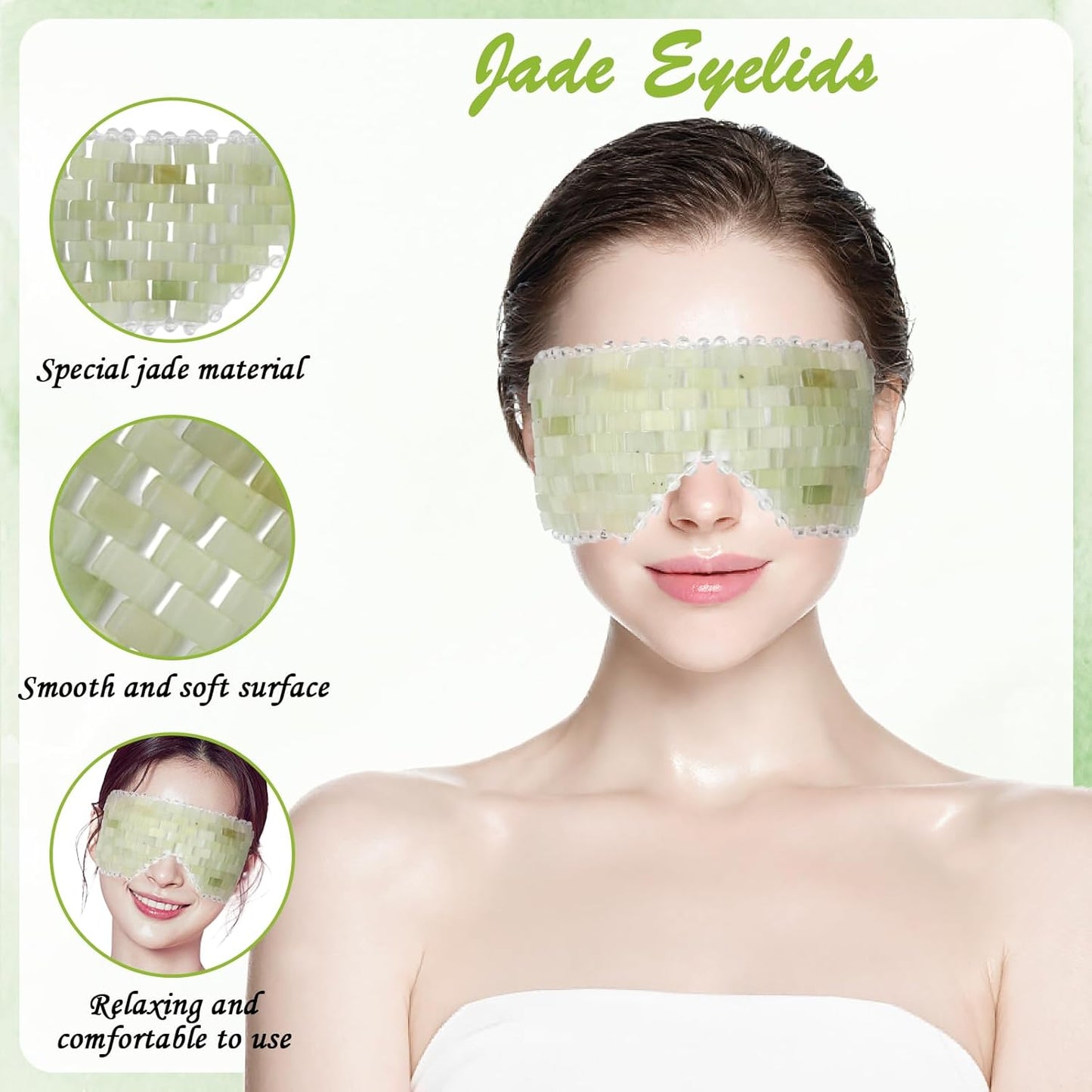 2 Pcs Jade Eye Mask and Scalp Massage Comb Set, Natural Jade Stone Hot & Cooling Eye Mask for Puffy Eyes & Help Soothe Eye Fatigue, Resin Scalp Massager Tool for Relaxation and Head Care