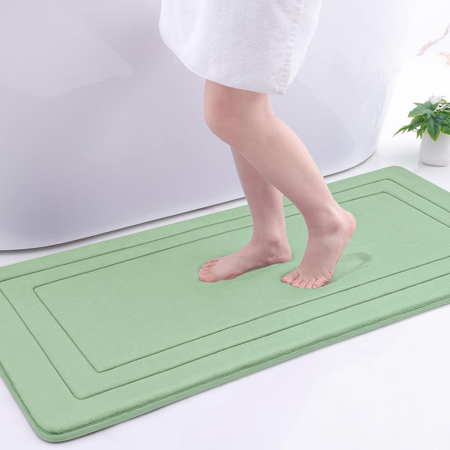 Arotive Memory Foam Bathroom Rug Mat 47x24, Ultra Soft and Absorbent Bath Mat, Machine Wash Dry, Comfortable Bath Rug Carpet for Bathroom Floor, Tub and Shower, Sage Green