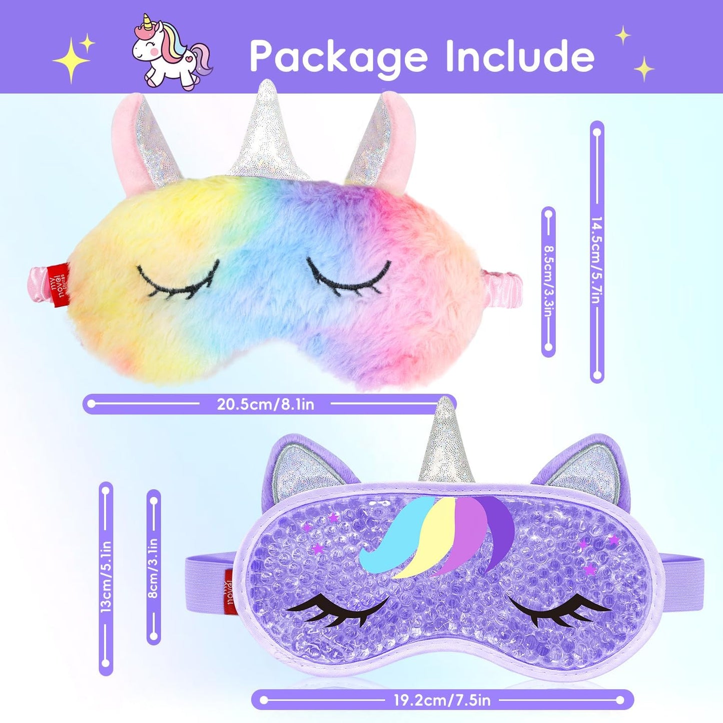 Cooling Eye Mask and Sleep Mask Cover Rainbow Girls Birthday Cute Gifts Teens Women, Cold Warm Compress for Dry Eyes Spa at Home Travel Plush Blindfold Sleeping
