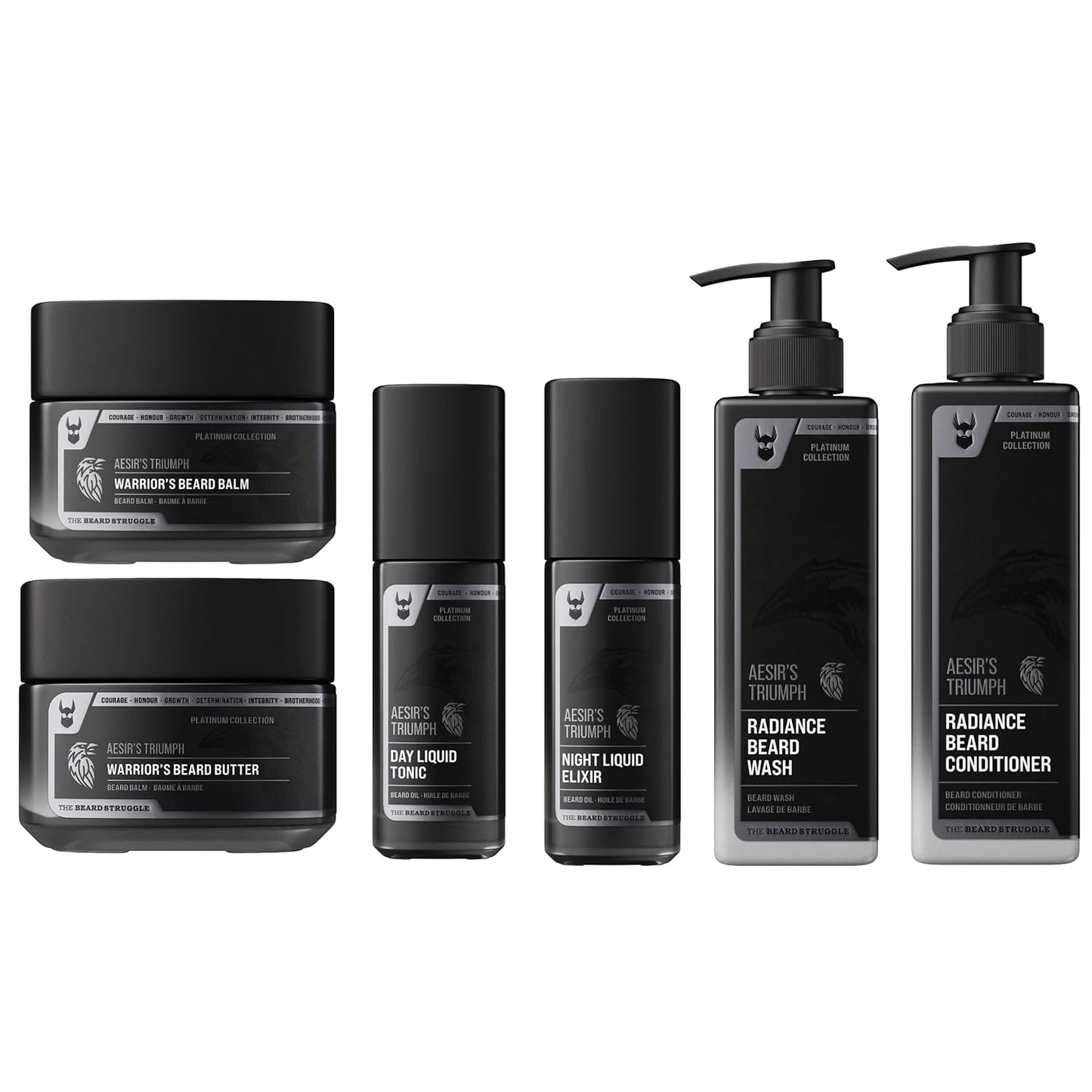 The Beard Struggle Greenlander Bundle Beard Kit - Includes Beard Butter, Beard Balm, Beard Night Oil, Beard Day Oil, Beard Wash & Beard Conditioner - Platinum Collection - Aesir's Triumph