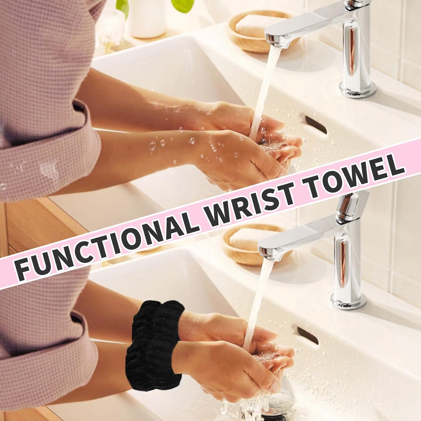 WSYUB Spa Wristbands and Headband Set for Face Washing, Self Care Gifts for Women & Teen Girls