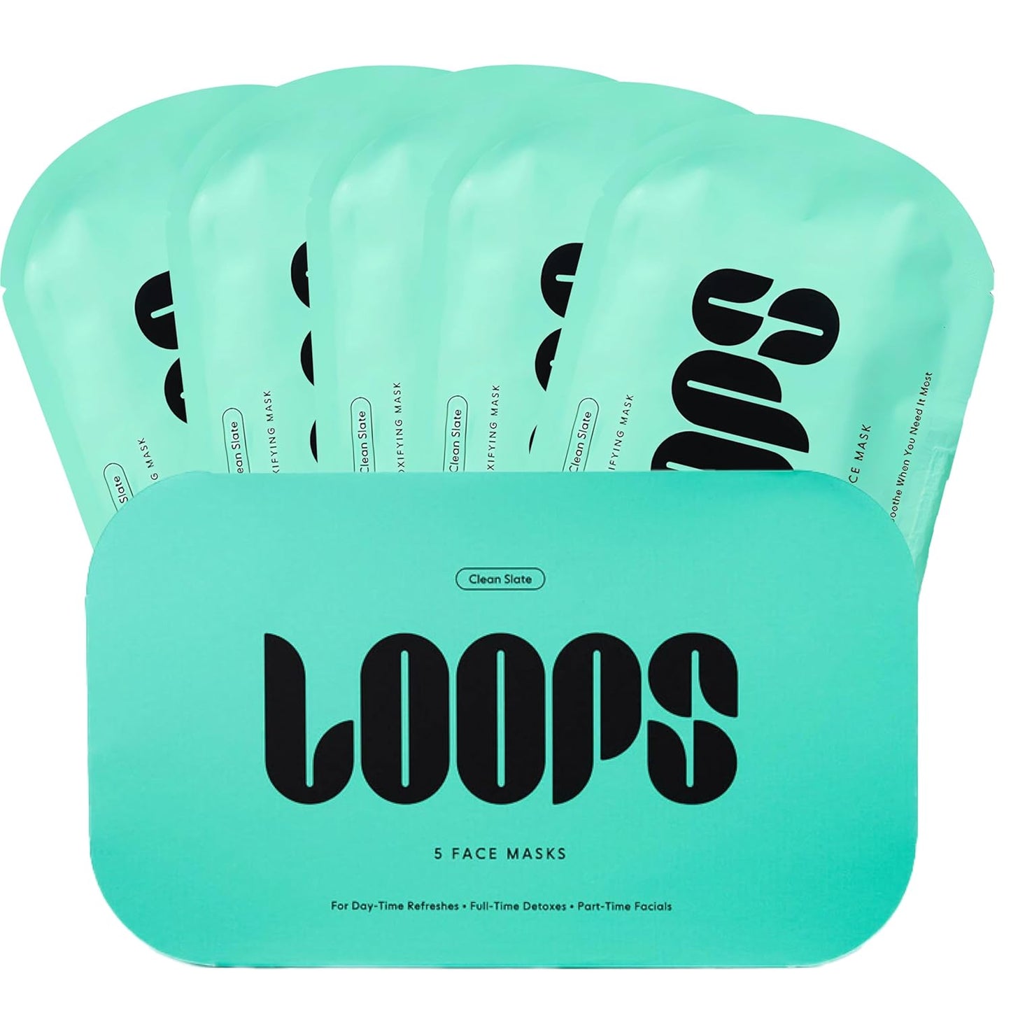 LOOPS CLEAN SLATE - Detoxifying Hydrogel Face Mask - Detoxify, Cleanse & Soothe - Deeply Purifying and Super Hydrating - Minimizes the Look of Pores - 5 pc