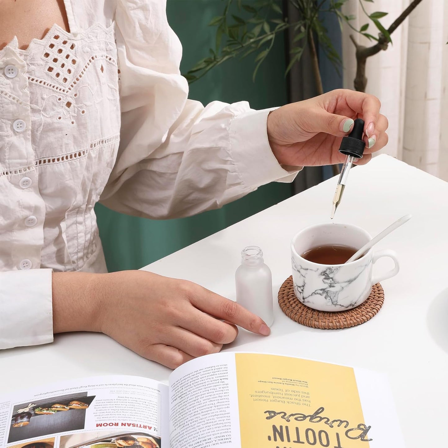 24 Pack,1oz Glass Dropper Bottle, Clear Frosted Tincture Bottles with Dropper, Pretty Finish for All Kinds of Liquids,Oil Bottles for Hair- Stronger Suction ideal for Leakproof Travel