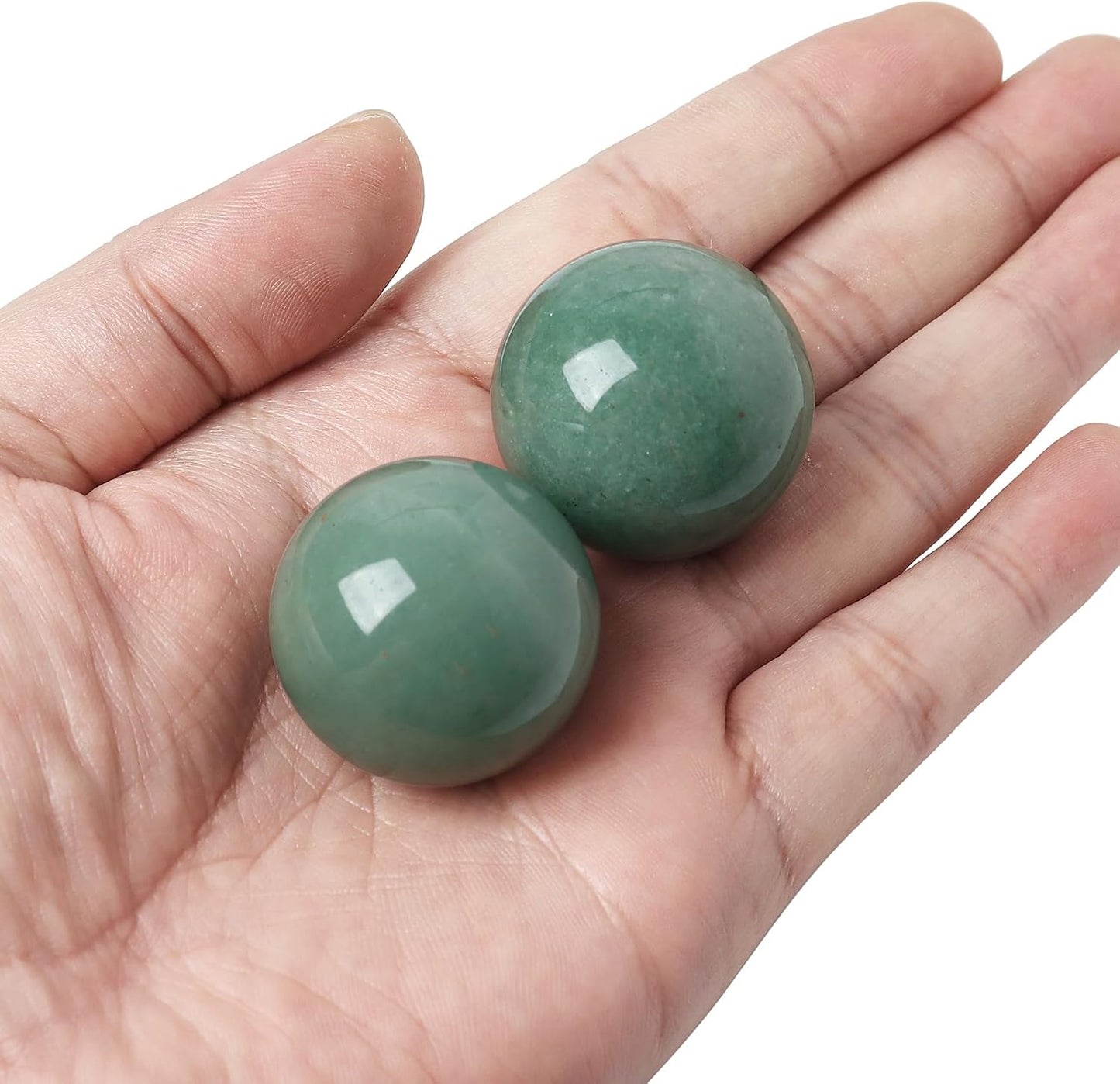 Hand Exercise Balls 30mm for Women - Set of 2 Natural Crystal Stone Spheres - Finger Joint Relief & Stress Relax, Perfect Size for Women's Hands, Green Aventurine