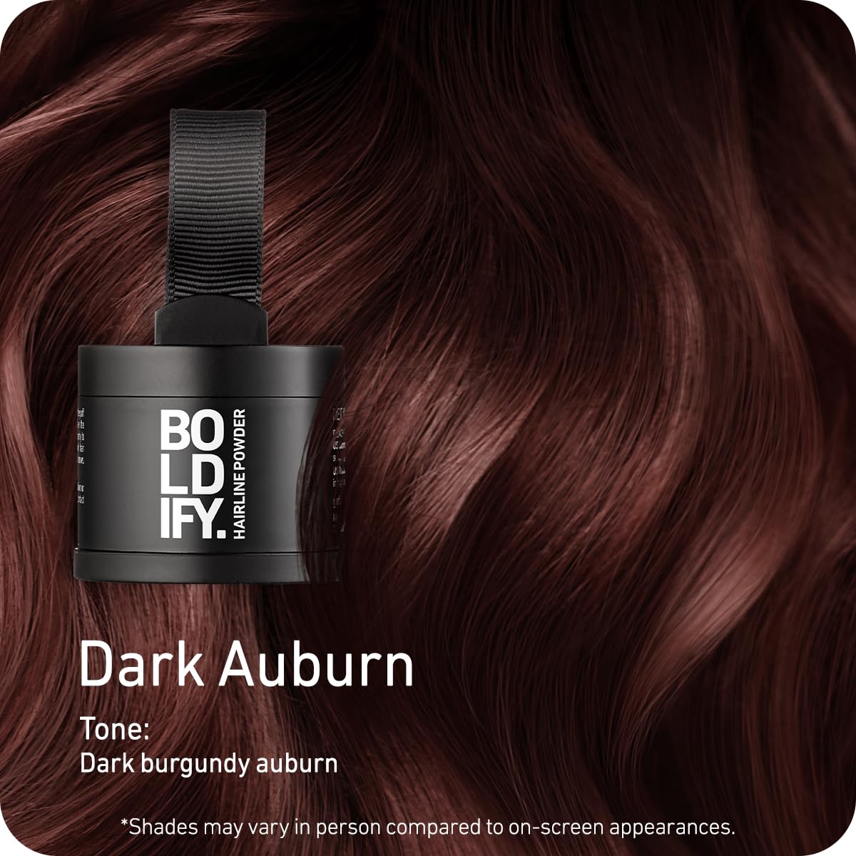 BOLDIFY Hairline Powder - Root Touch Up Hair Color for Gray Coverage - Bald Spot Concealing Hair Powder for Women & Men - 48-Hour Stain-Proof - Dark Auburn
