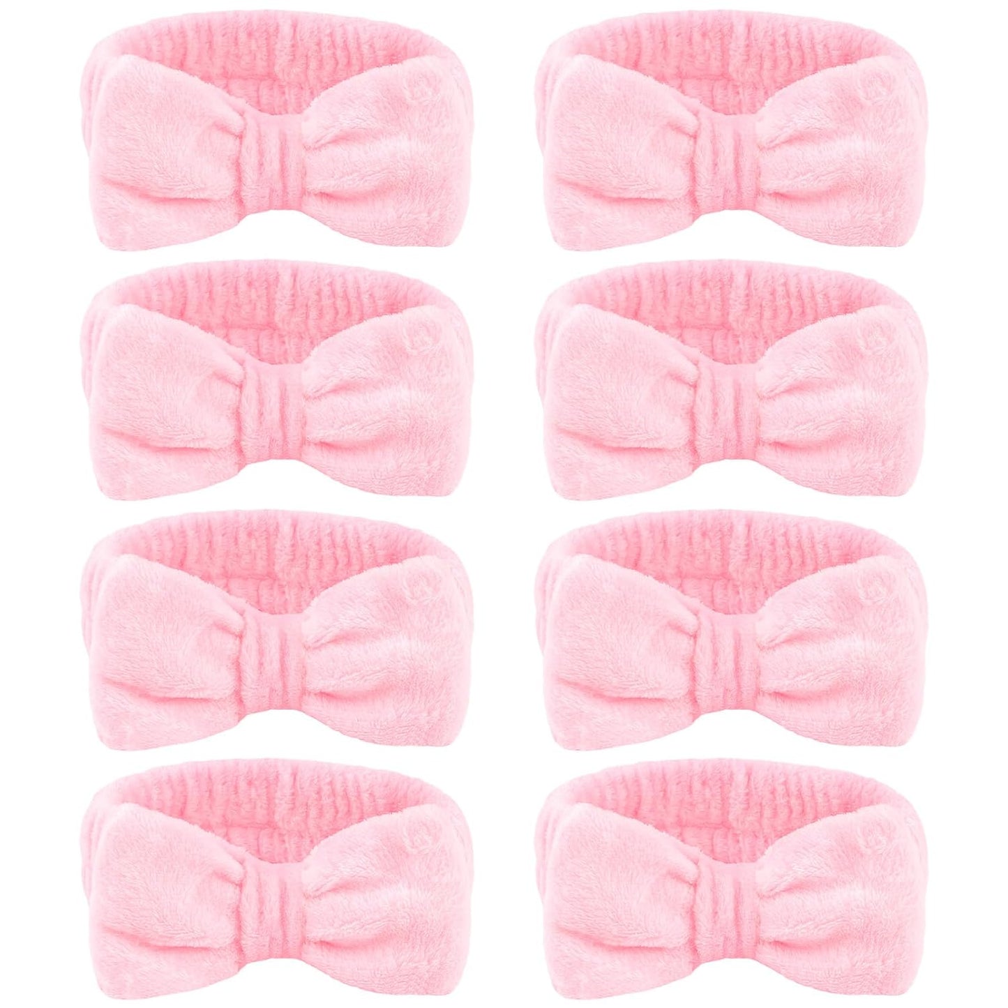 CIEHER 8 Pcs Spa Headbands for Women Girls' Party, Bachelorette Party Favors - Pink Spa Makeup Headband for Teen, Party Gifts for Birthday Skincare Makeup Headbands Face Wash Headbands for Girls